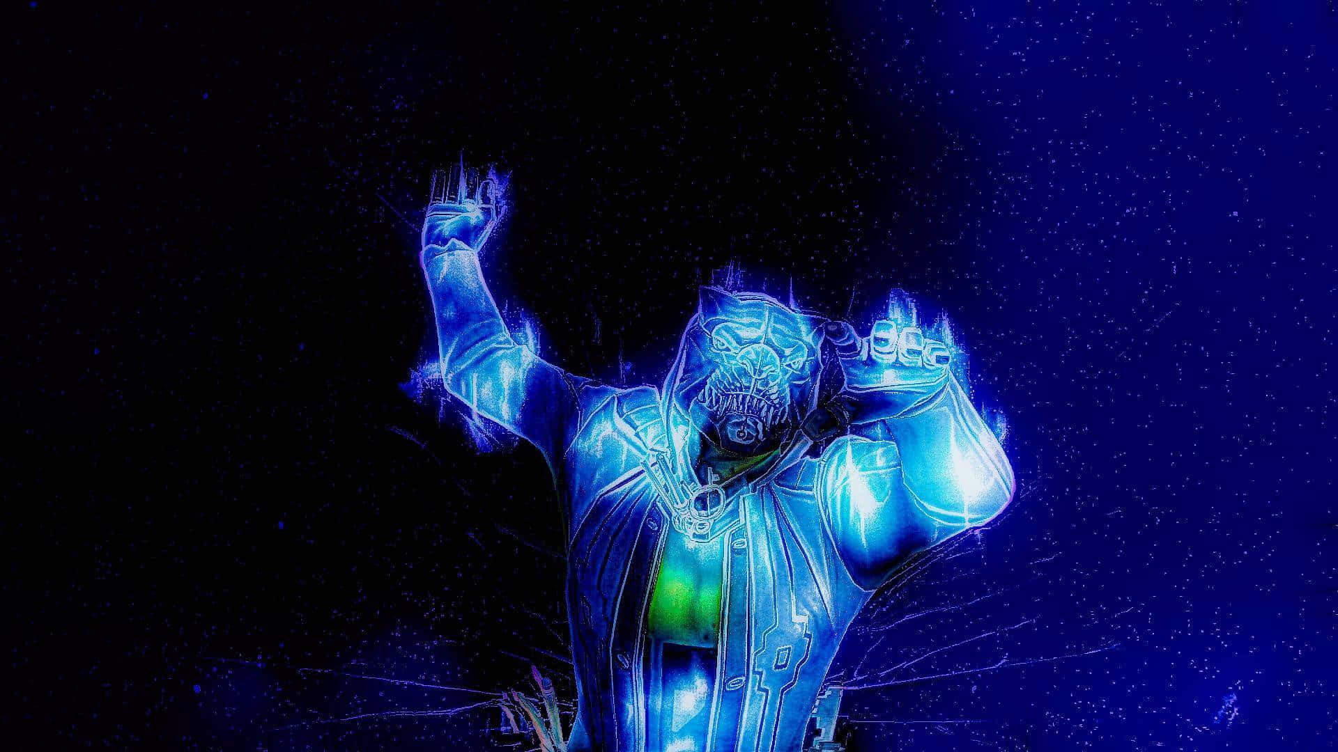 Lynx Fortnite, glowing blue, cybernetic figure, Full HD Desktop Wallpaper