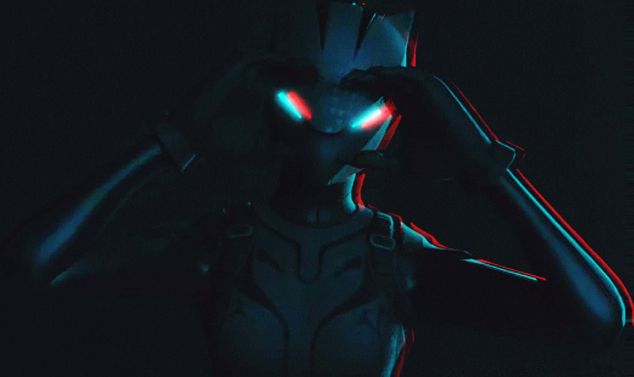 Lynx Fortnite, futuristic armor, glowing red and blue eyes, Full HD Desktop Wallpaper