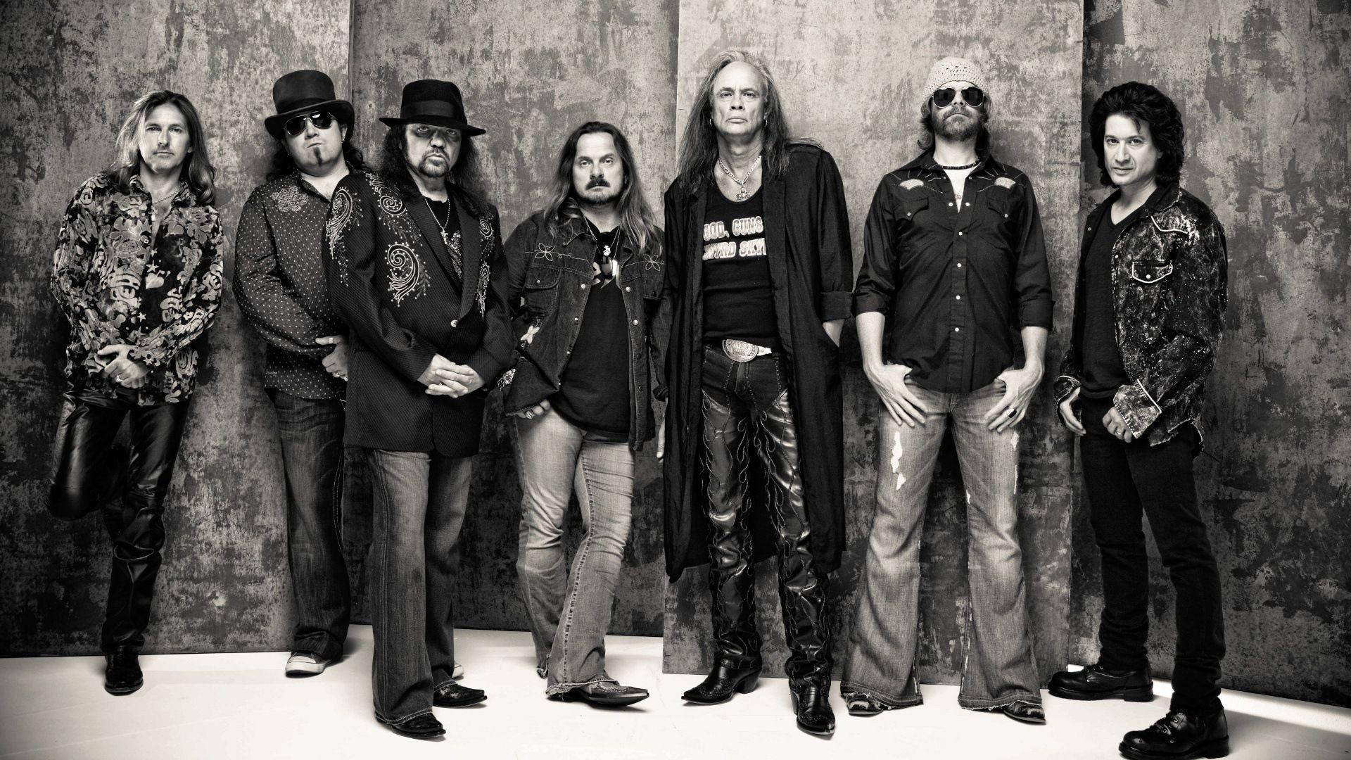Lynyrd Skynyrd, American rock band, greyscale, Full HD Desktop Wallpaper