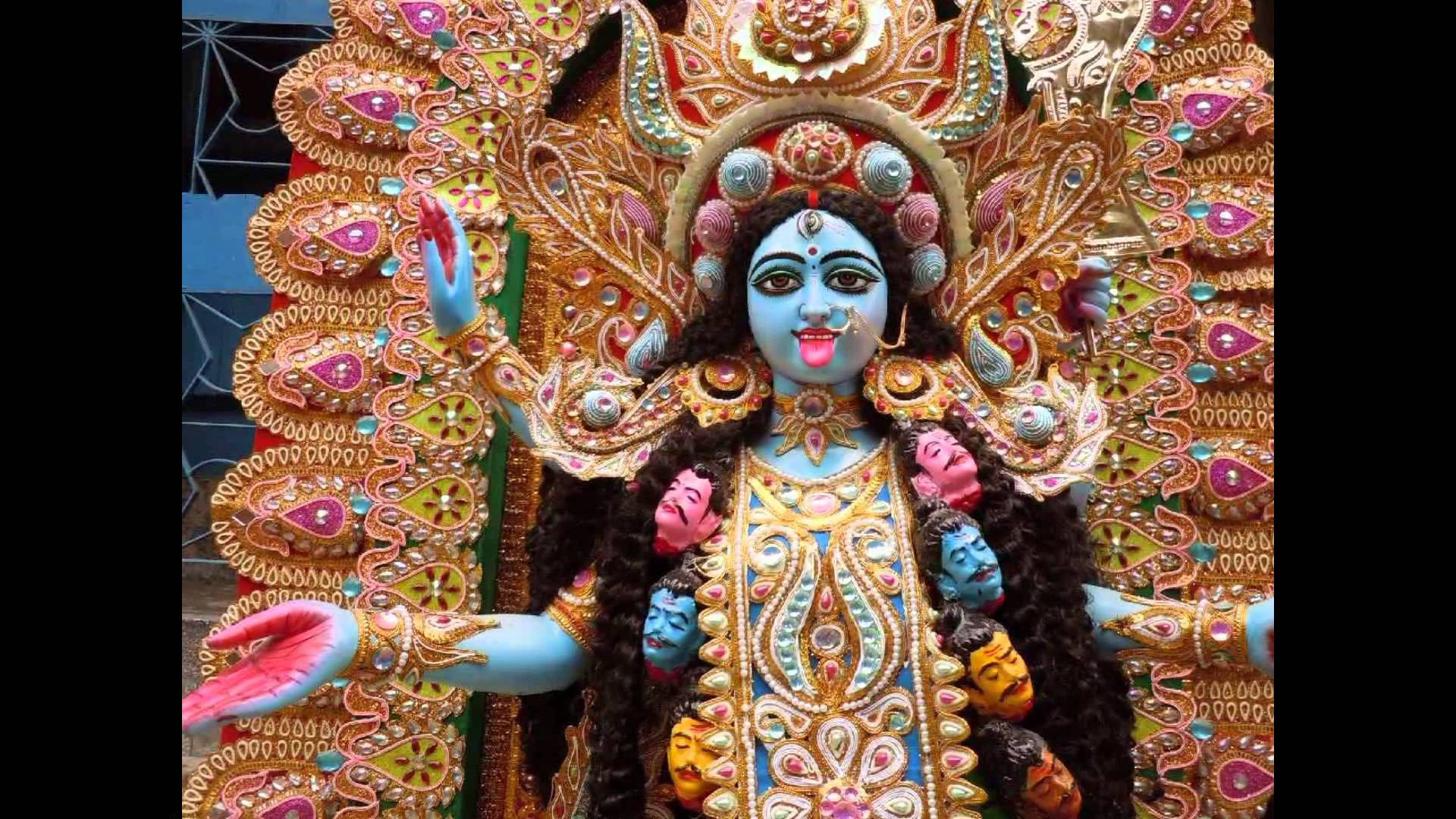 Maa Kali, blue-skinned, multiple arms, Full HD Desktop Wallpaper