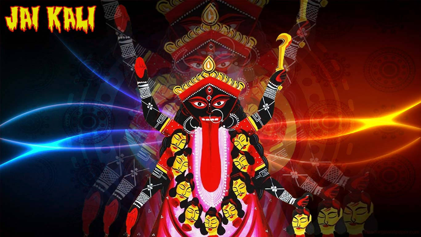 Maa Kali, blue and orange, glowing blue and orange energy streaks, HD Desktop Wallpaper