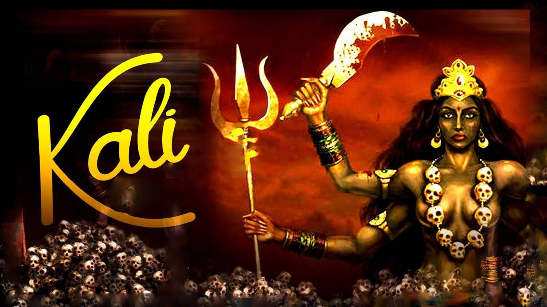 Maa Kali, red aesthetic, bloody blade, HD Desktop Wallpaper