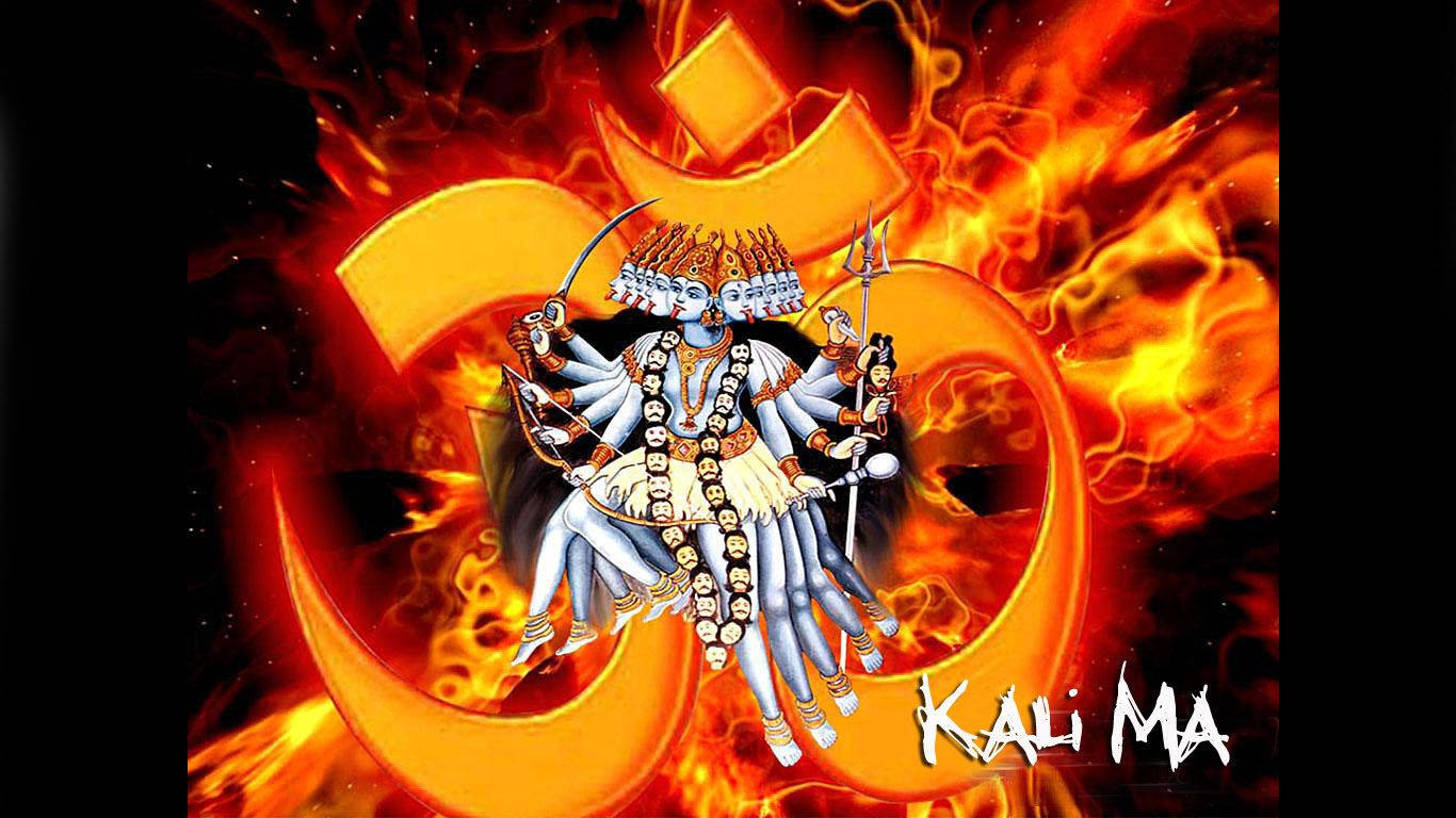 Maa Kali, blue skin, skulls, HD Desktop Wallpaper