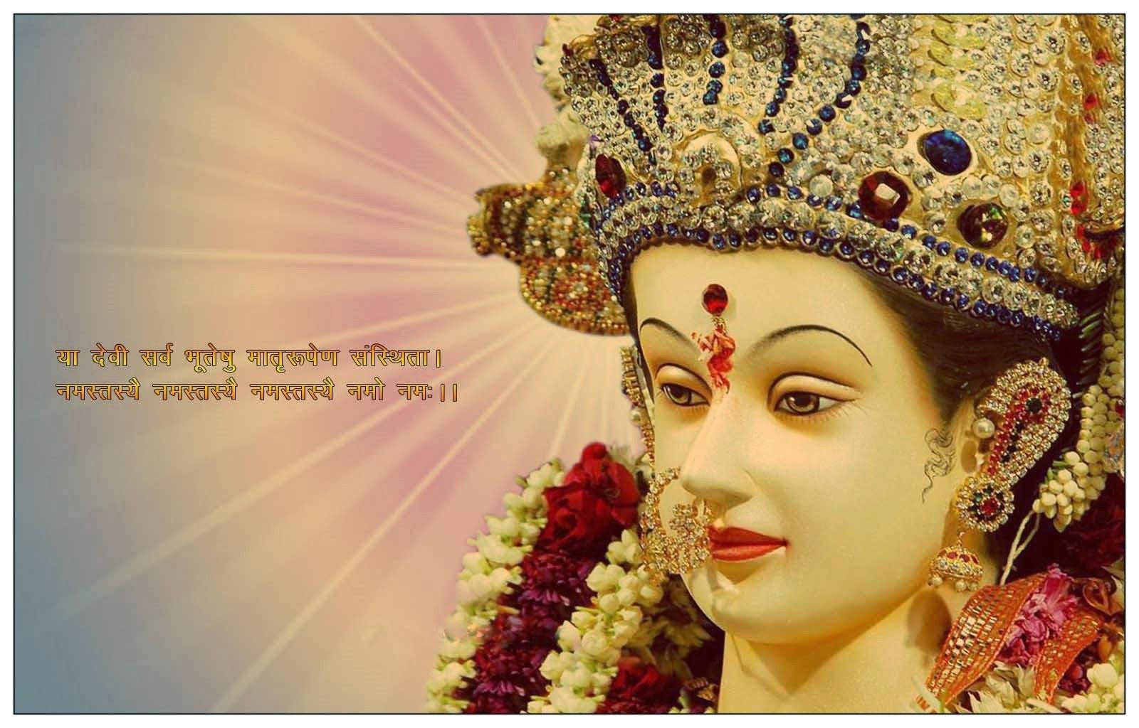 Maa Sherawali, goddess, jeweled crown, HD Desktop Wallpaper