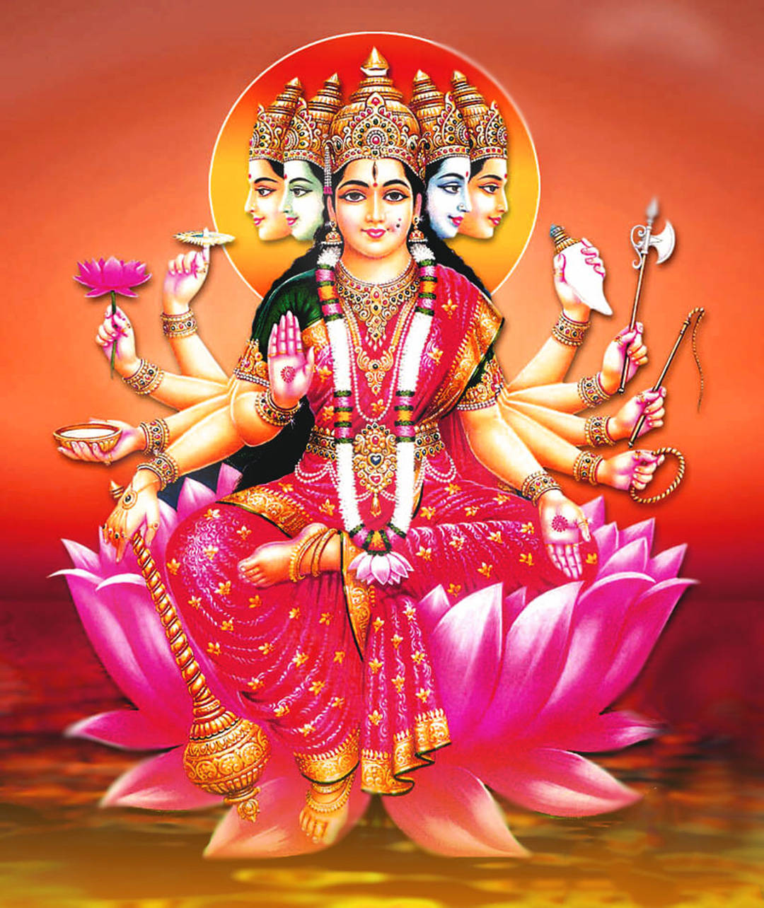 Maa Sherawali, Hindu goddess, red and gold, HD Phone Wallpaper