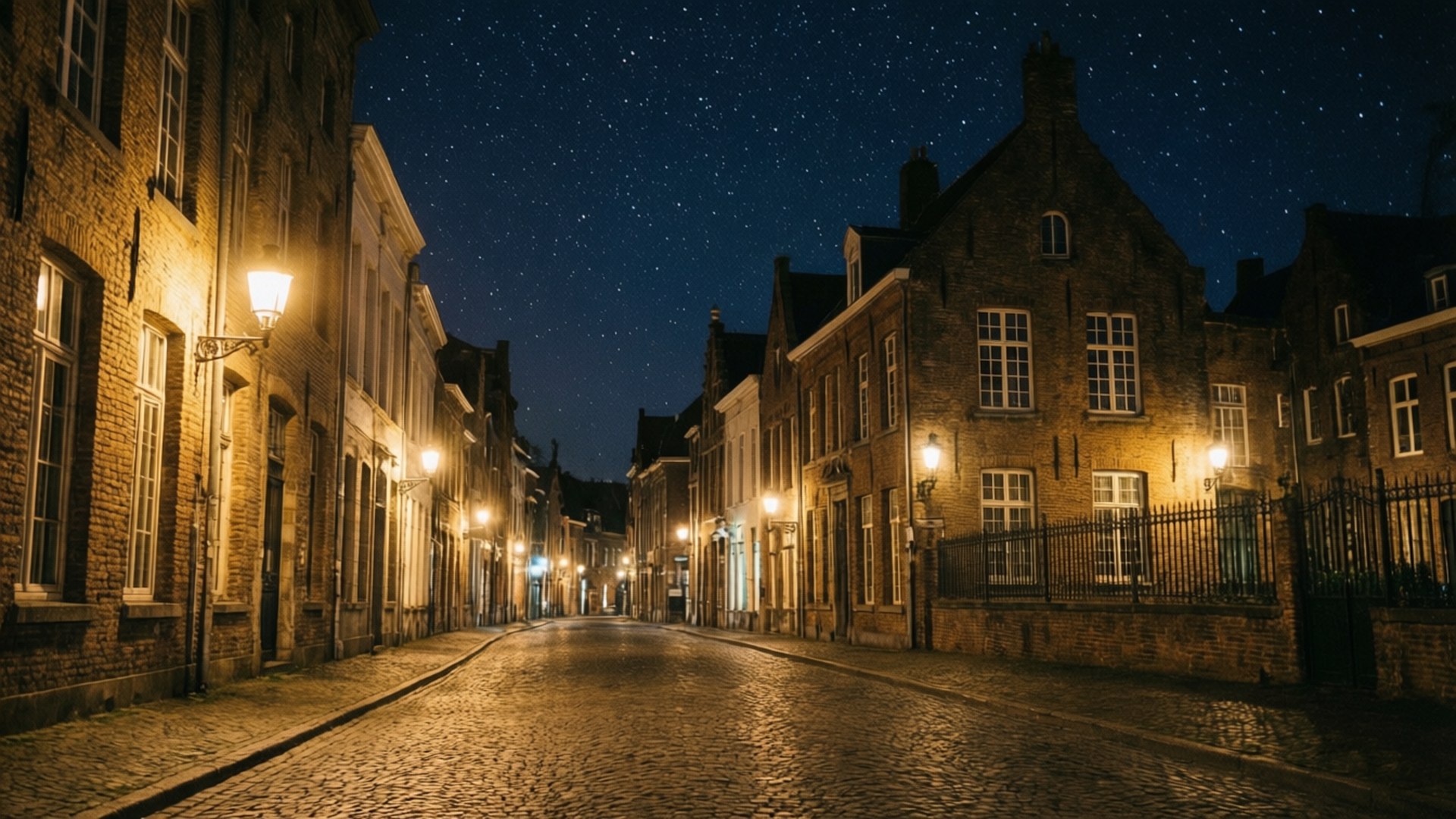 Maastricht, night, historic old town, Full HD Desktop Wallpaper