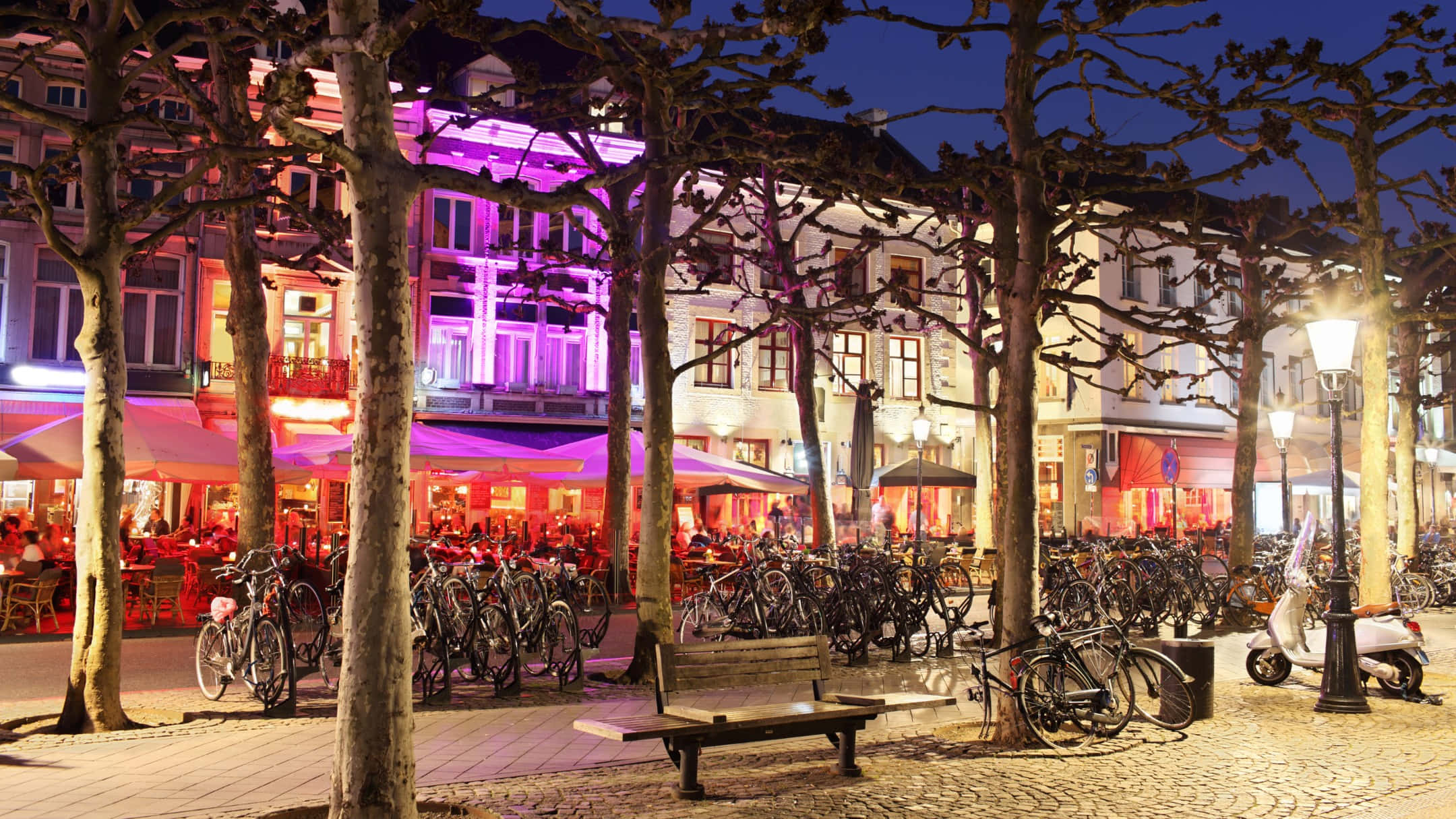 Maastricht, nightlife, vibrant cityscape, Full HD Desktop Wallpaper