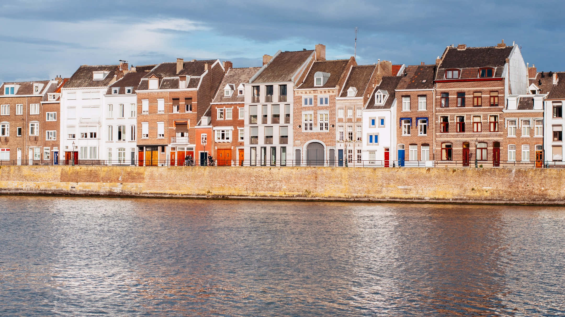 Maastricht, riverfront architecture, colorful historic houses, Full HD Desktop Wallpaper