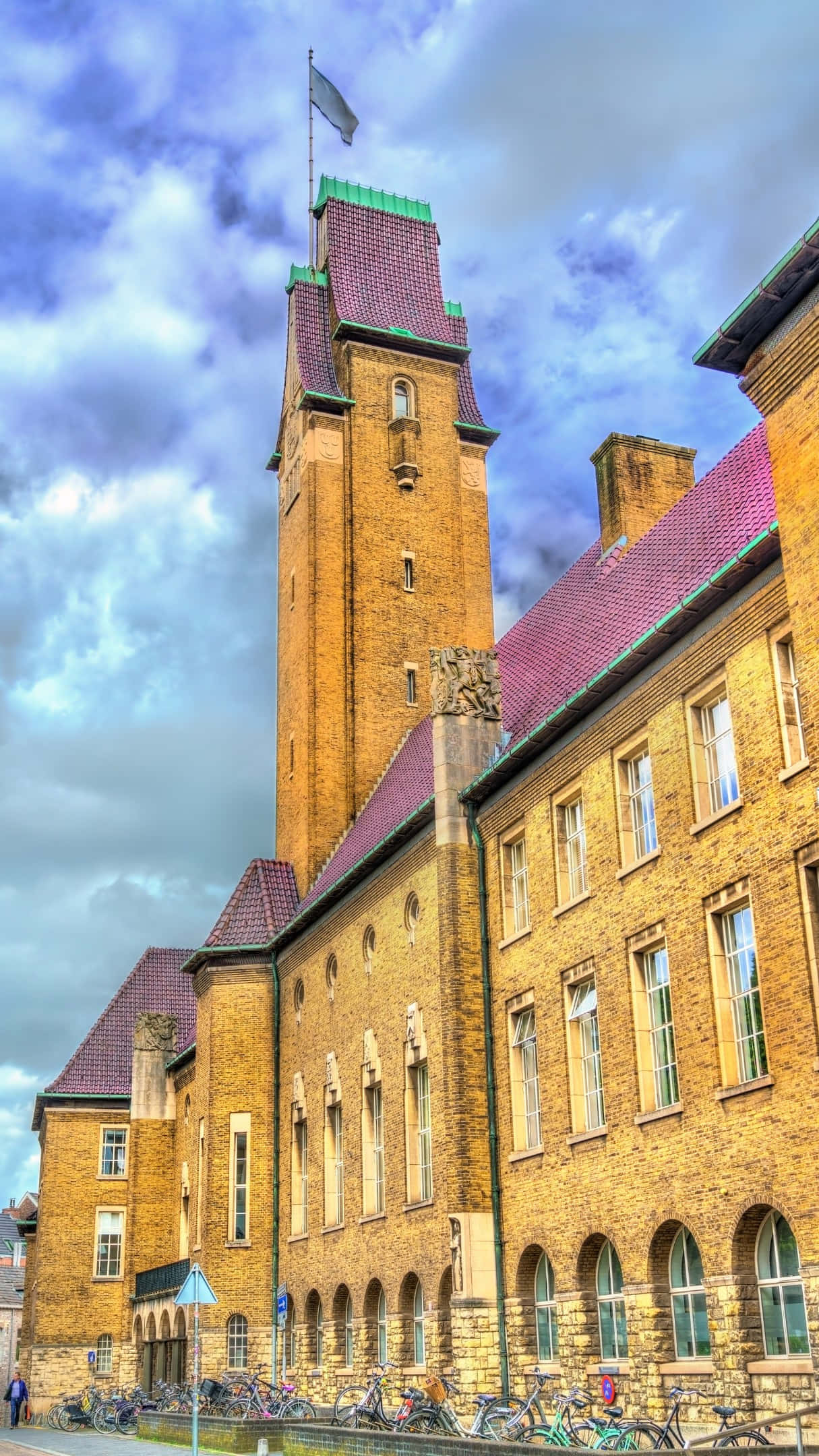 Maastricht, historical building tower, brick building, Full HD Phone Wallpaper