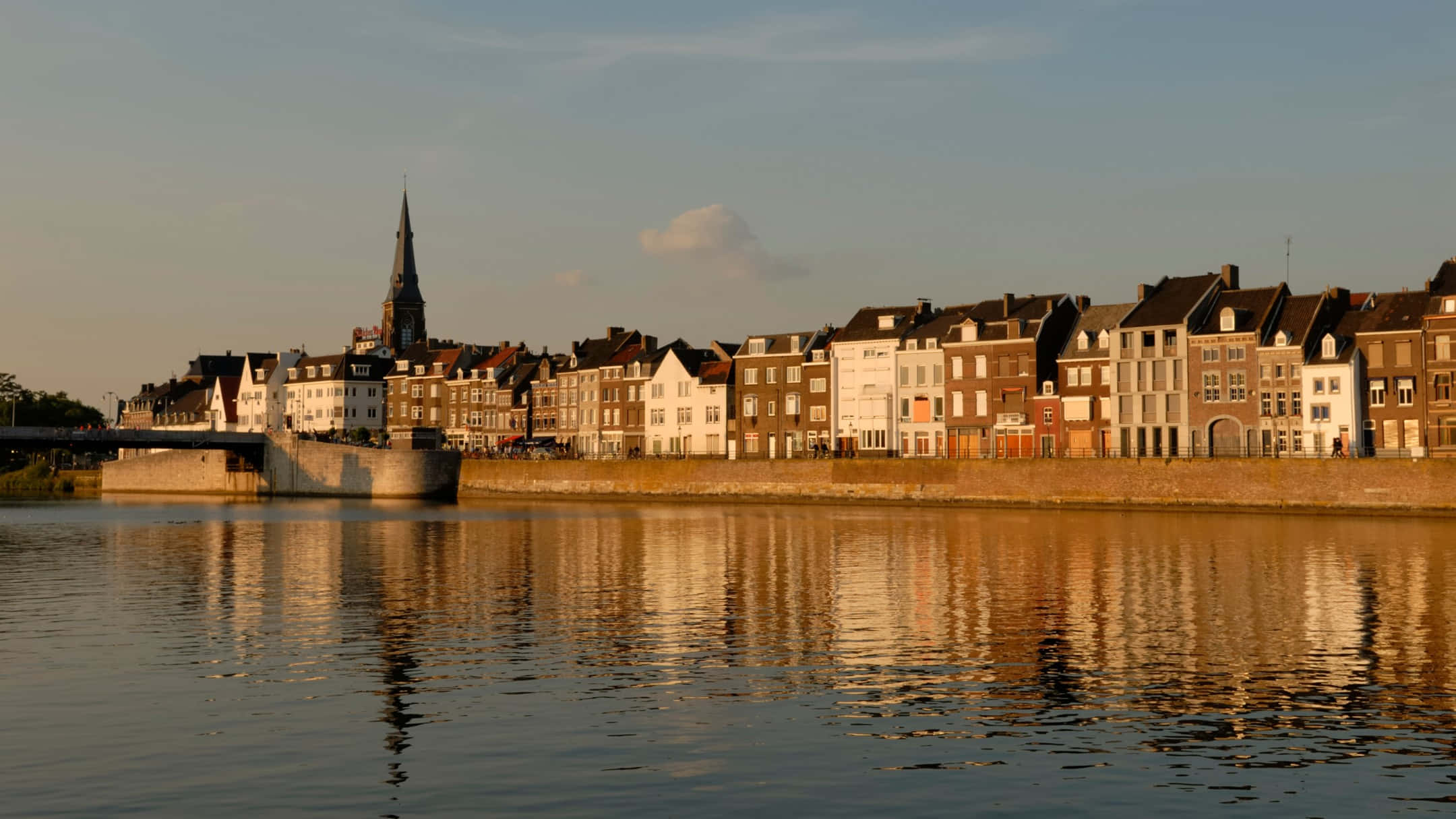 Maastricht, riverfront, evening light, Full HD Desktop Wallpaper