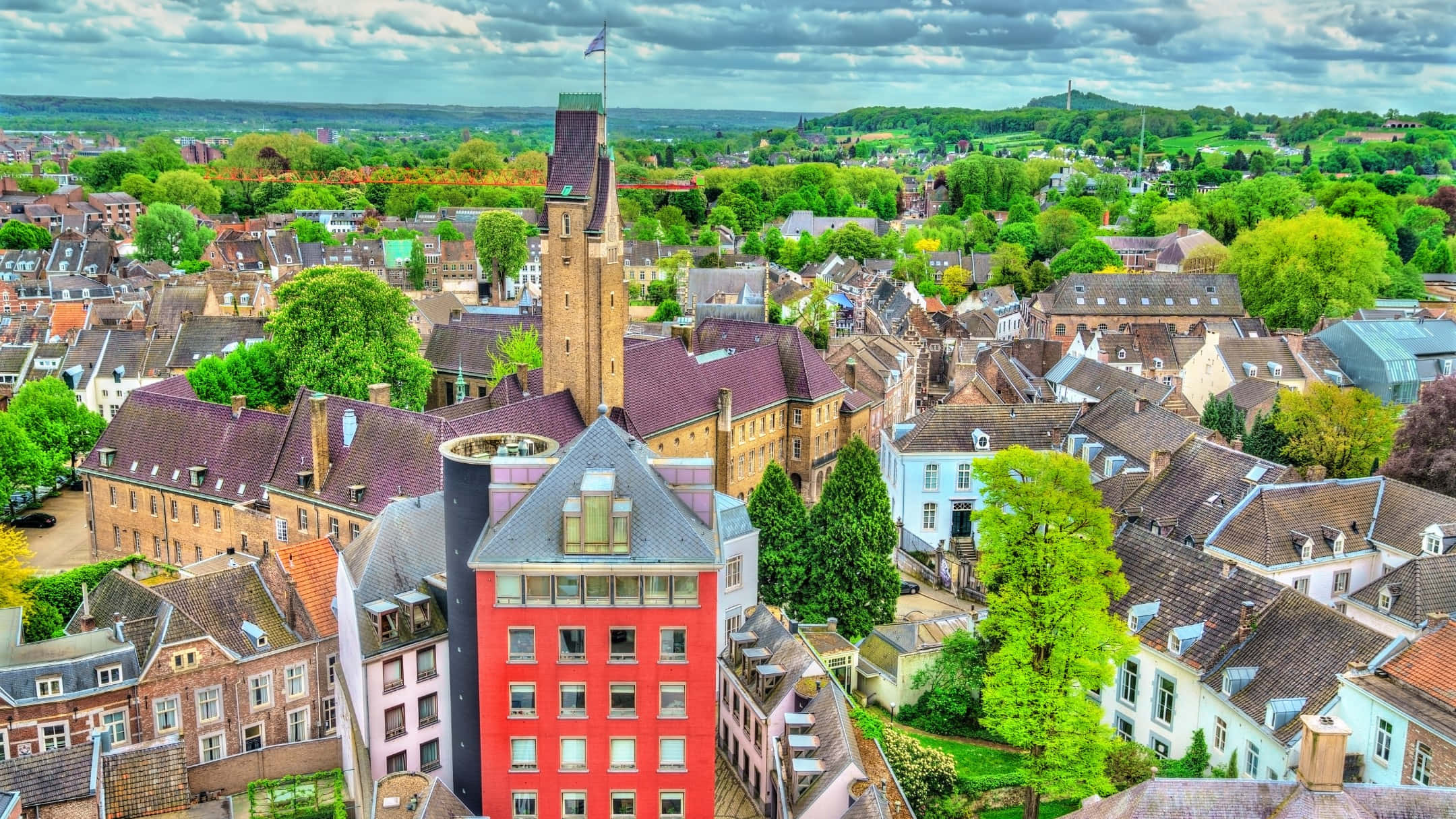 Maastricht, cityscape, aerial view, Full HD Desktop Wallpaper