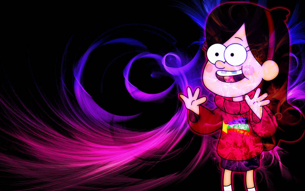 Mabel Pines, red hoodie, swirling purple and pink cosmic background, SD Desktop Wallpaper