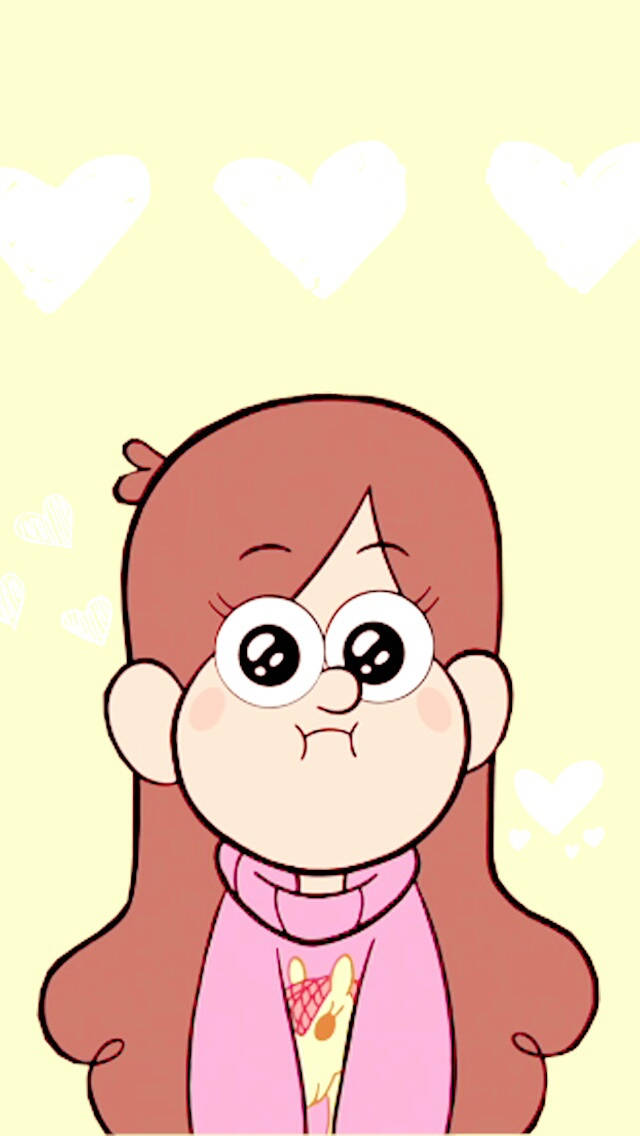 Mabel Pines, yellow heart, pink sweater, SD Phone Wallpaper
