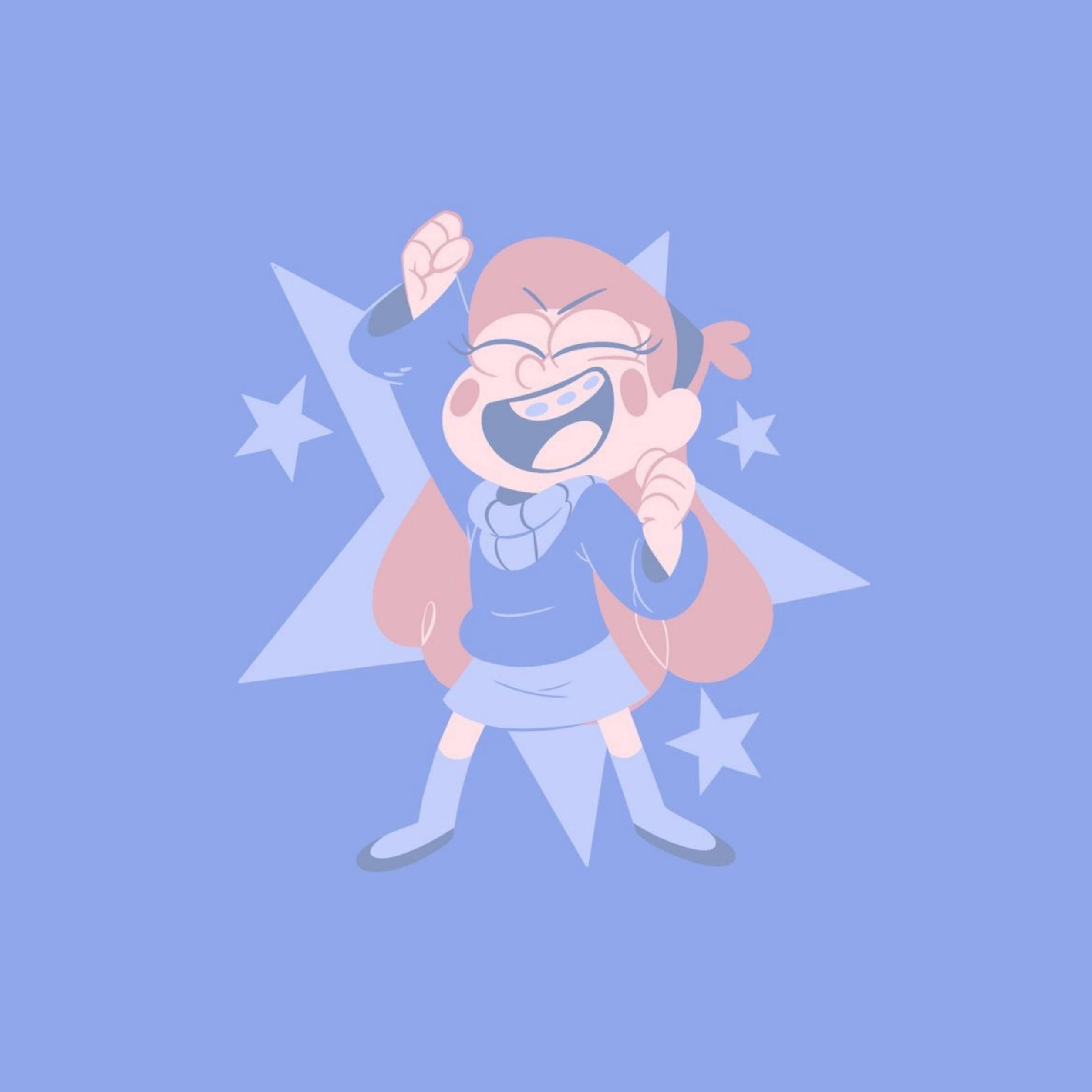 Mabel Pines, pink hair, starry blue background, Full HD Desktop Wallpaper