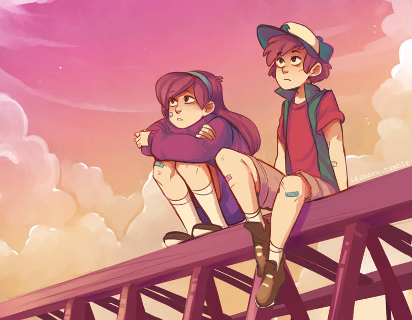 Mabel Pines, twin brother, wooden roller coaster track, SD Desktop Wallpaper