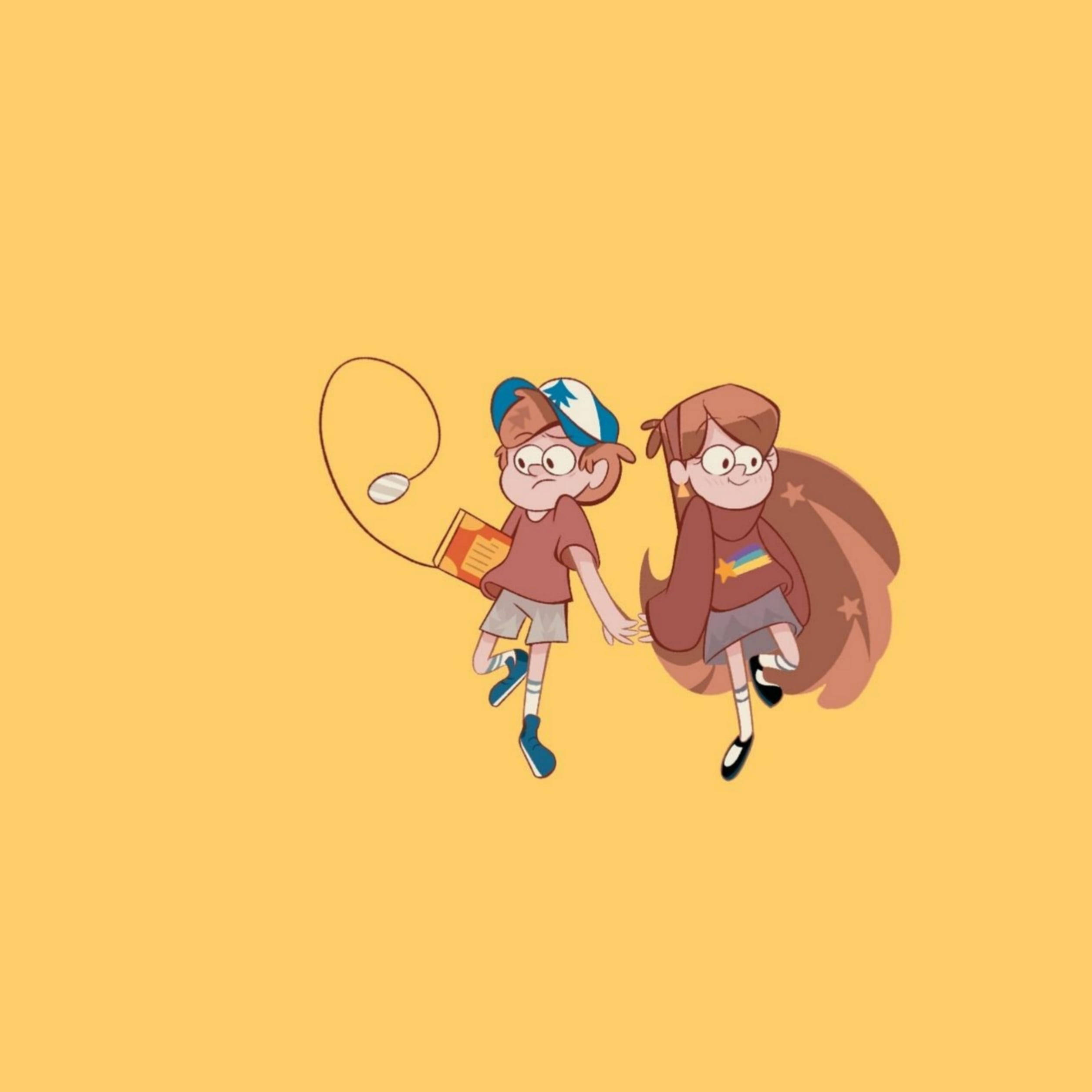 Mabel Pines, yellow background, animated kids, Full HD Desktop Wallpaper