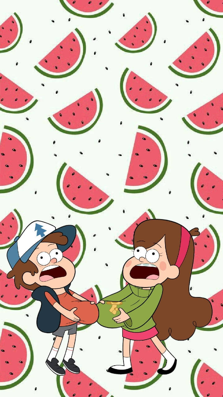 Mabel Pines, watermelon-themed pattern, glowing object, HD Phone Wallpaper