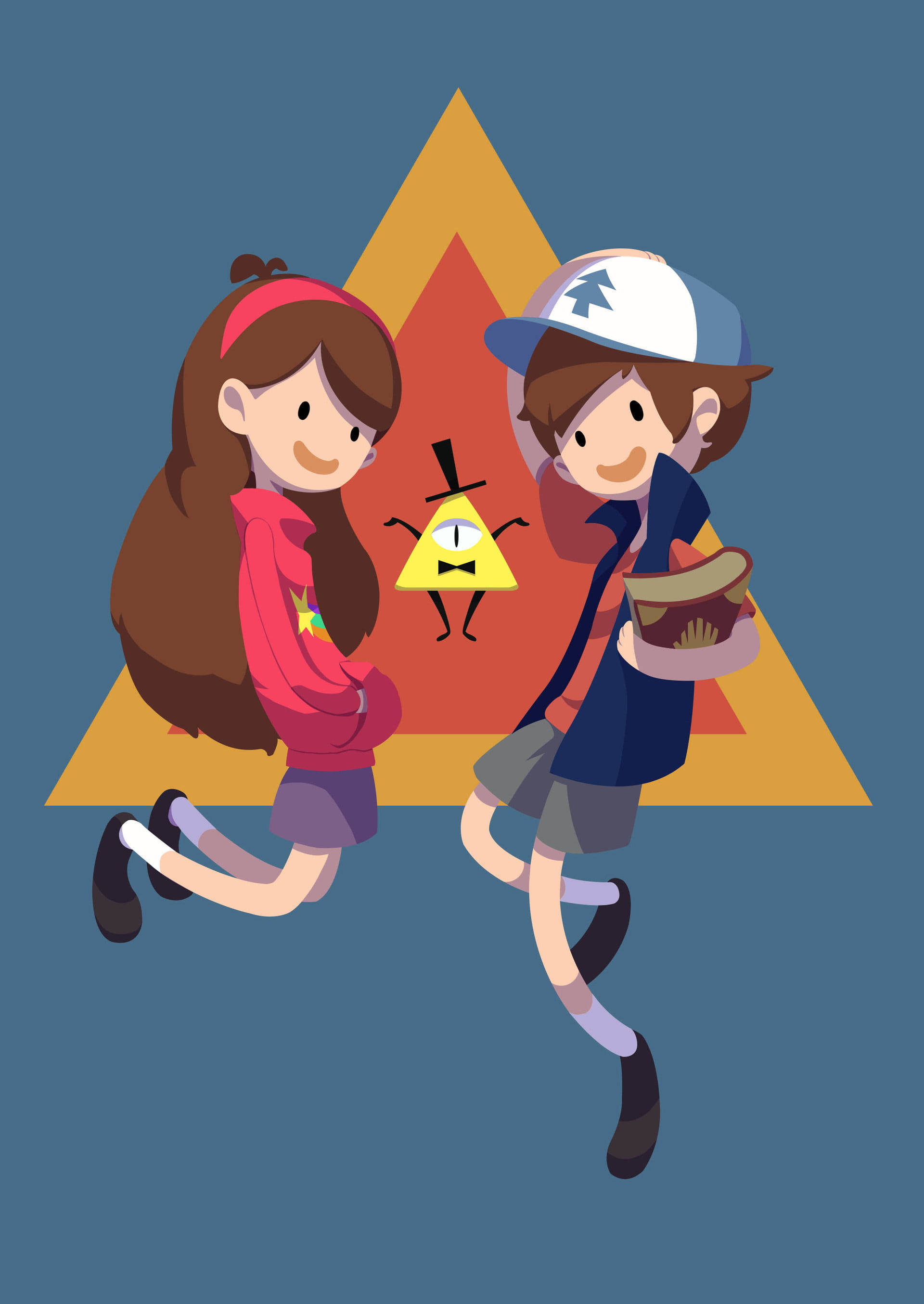 Mabel Pines, vector art, yellow triangle character, 2K Phone Wallpaper