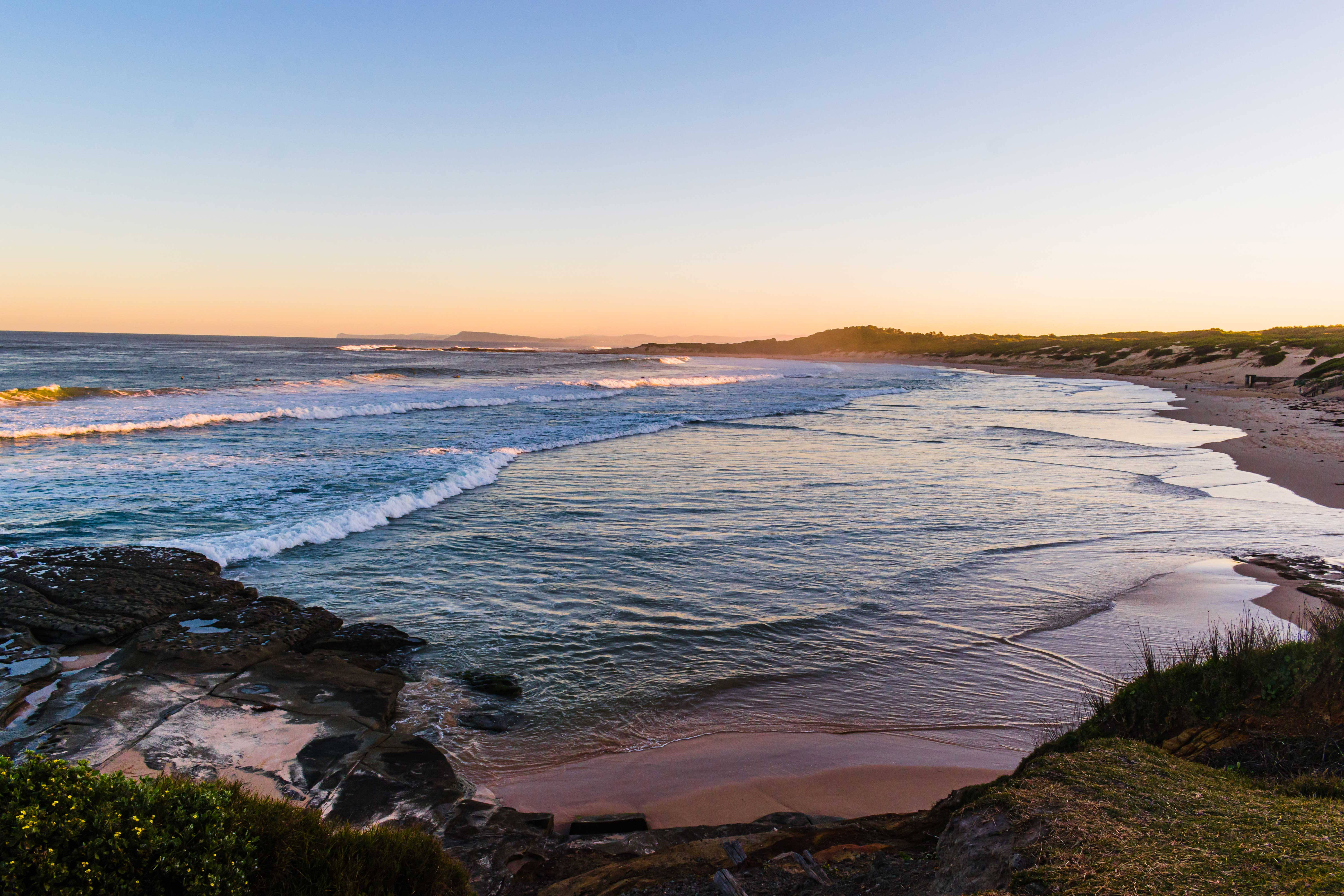 Beach Waves, Mac 4K, Sunset, 5K Desktop Wallpaper