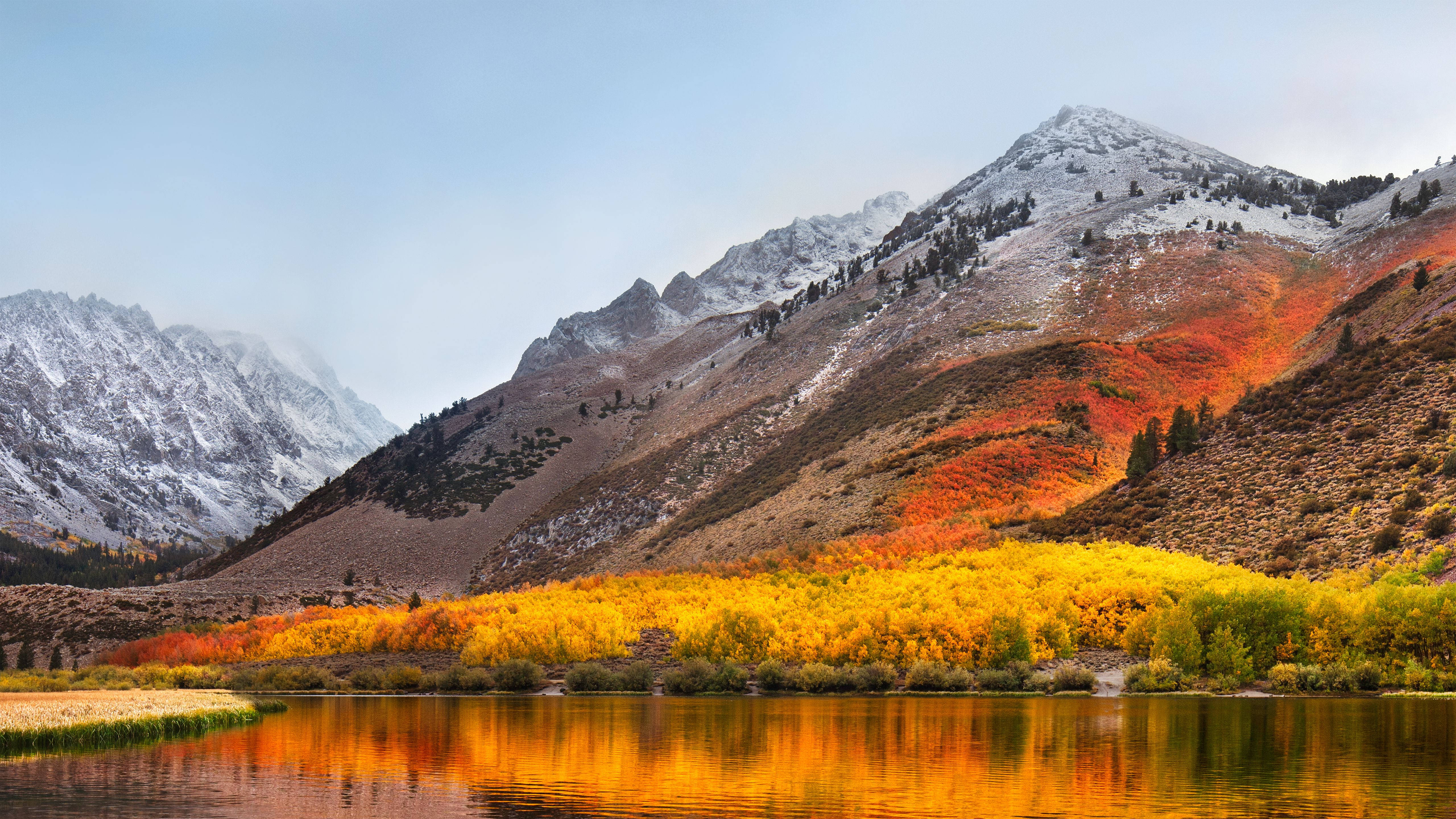 Default Artwork Mac, snow-capped mountains, autumn forest, 5K Desktop Wallpaper