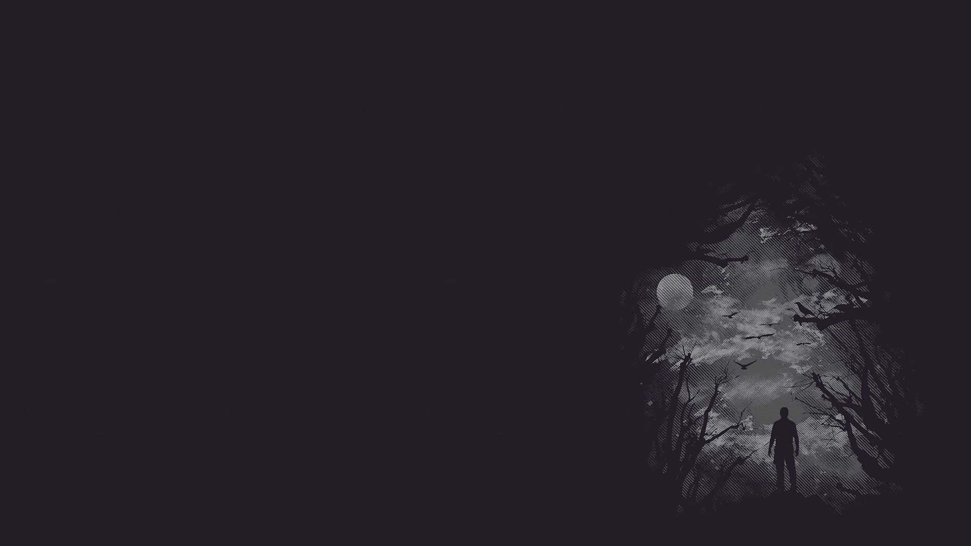 Mac Dark, full moon, gnarled trees, Full HD Desktop Wallpaper