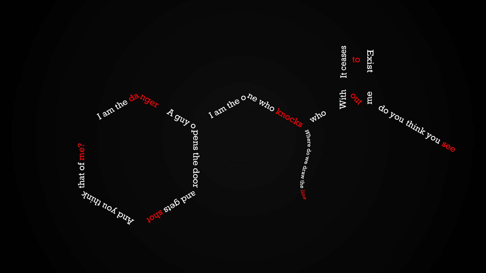 Mac Dark, black background, red and black text, Full HD Desktop Wallpaper
