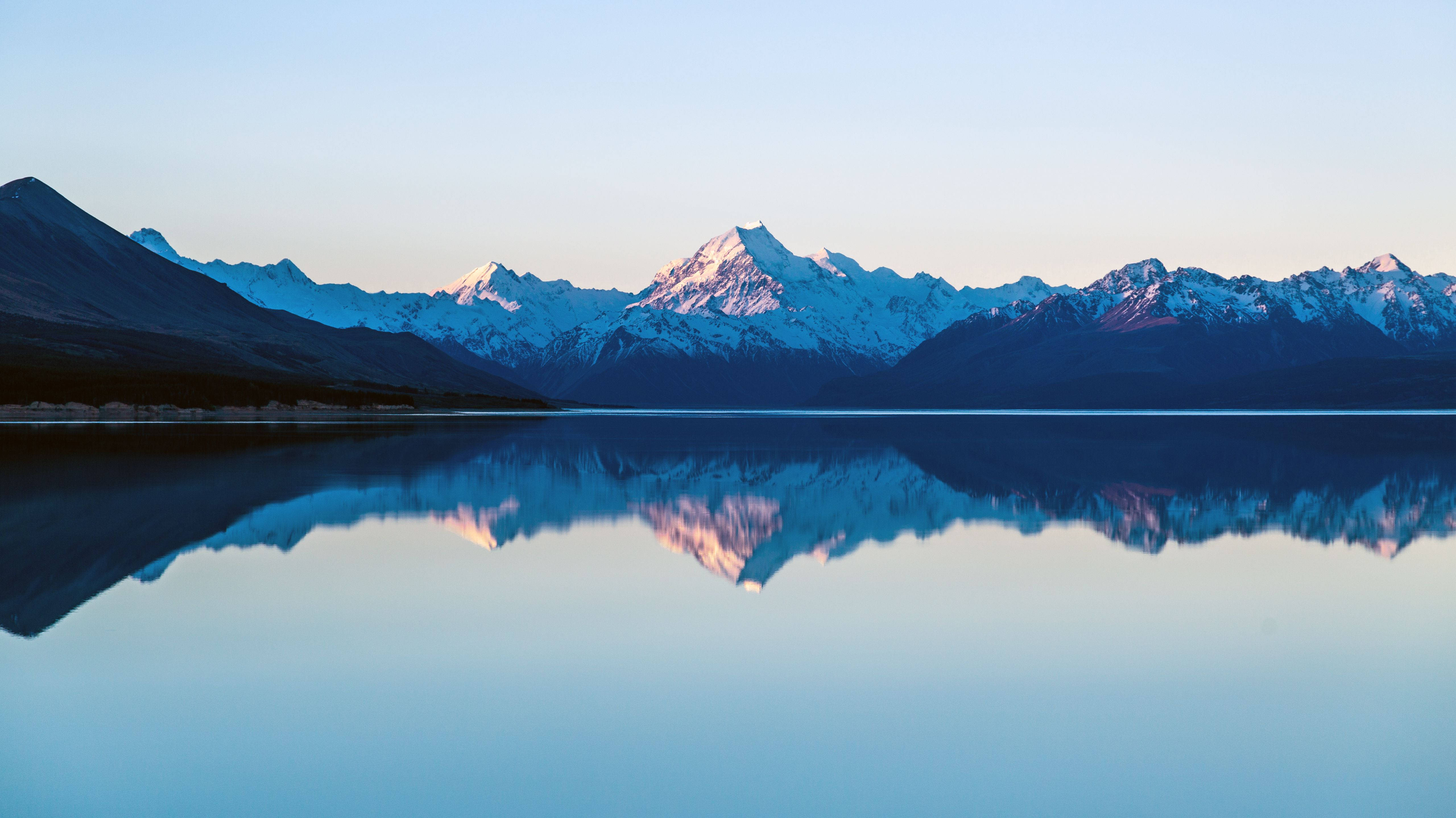 Lake And Mountain Macbook Pro 4K, snowcapped mountains, glassy lake, 5K Desktop Wallpaper