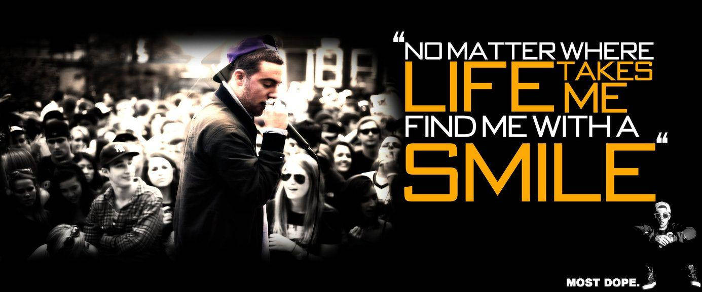 Mac Miller, yellow text, sings into a mic, HD Desktop Wallpaper