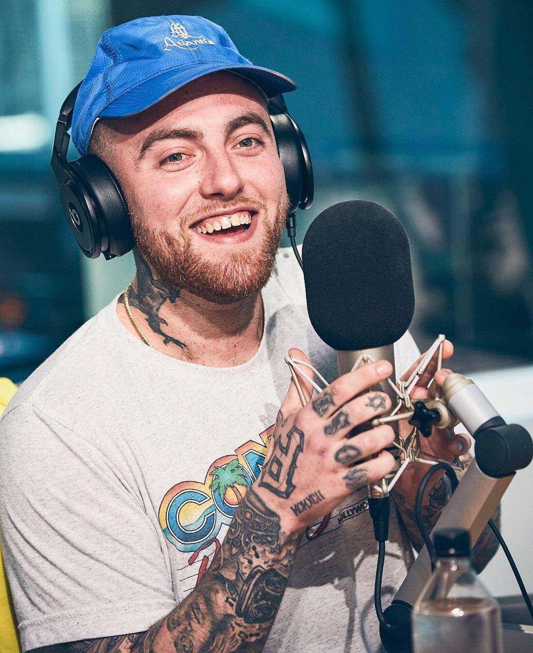 Mac Miller, radio interview, blue cap, HD Phone Wallpaper