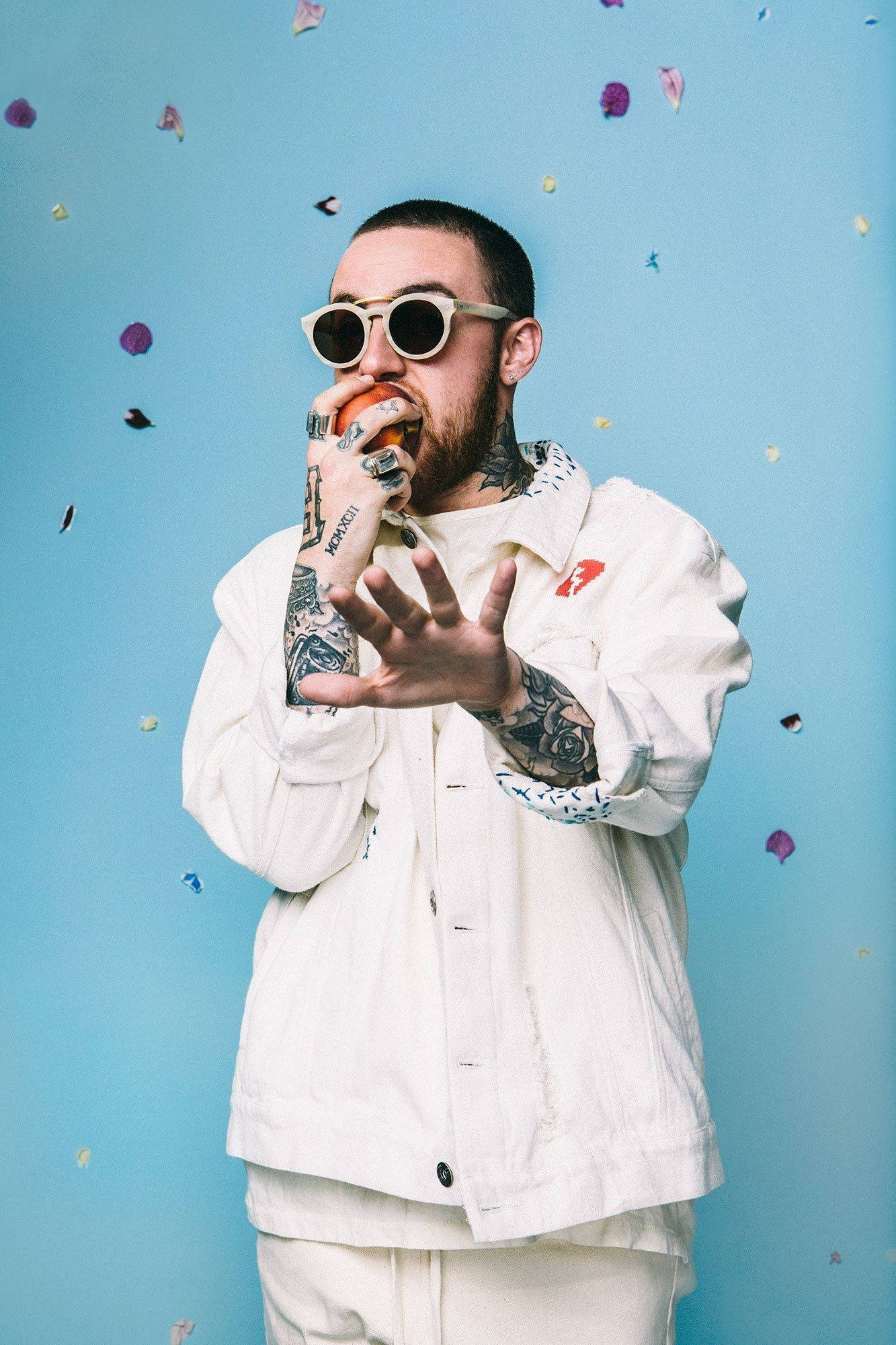 Mac Miller, white sunglasses, jacket, Full HD Phone Wallpaper