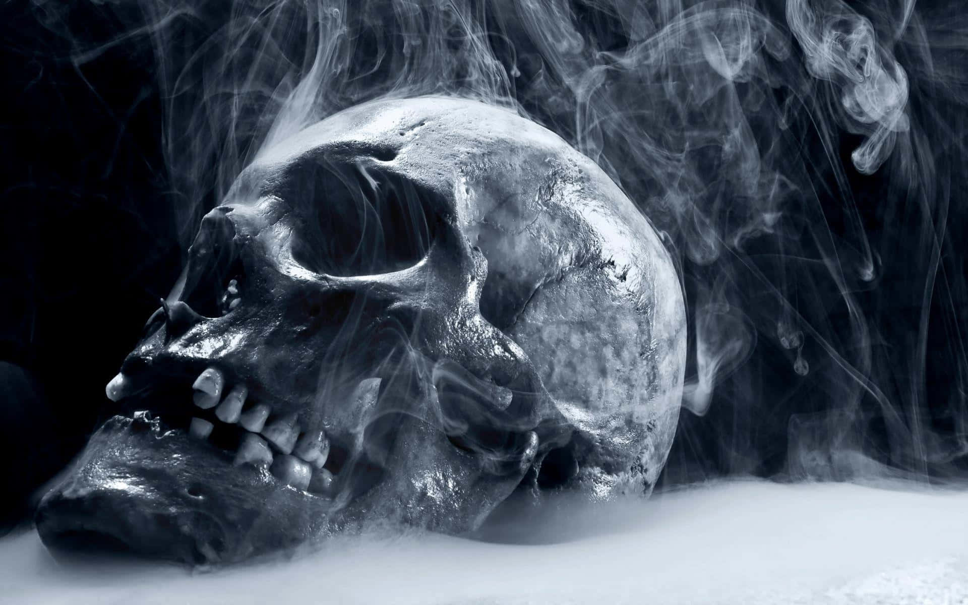 Macabre, skull, smoke, Full HD Desktop Wallpaper