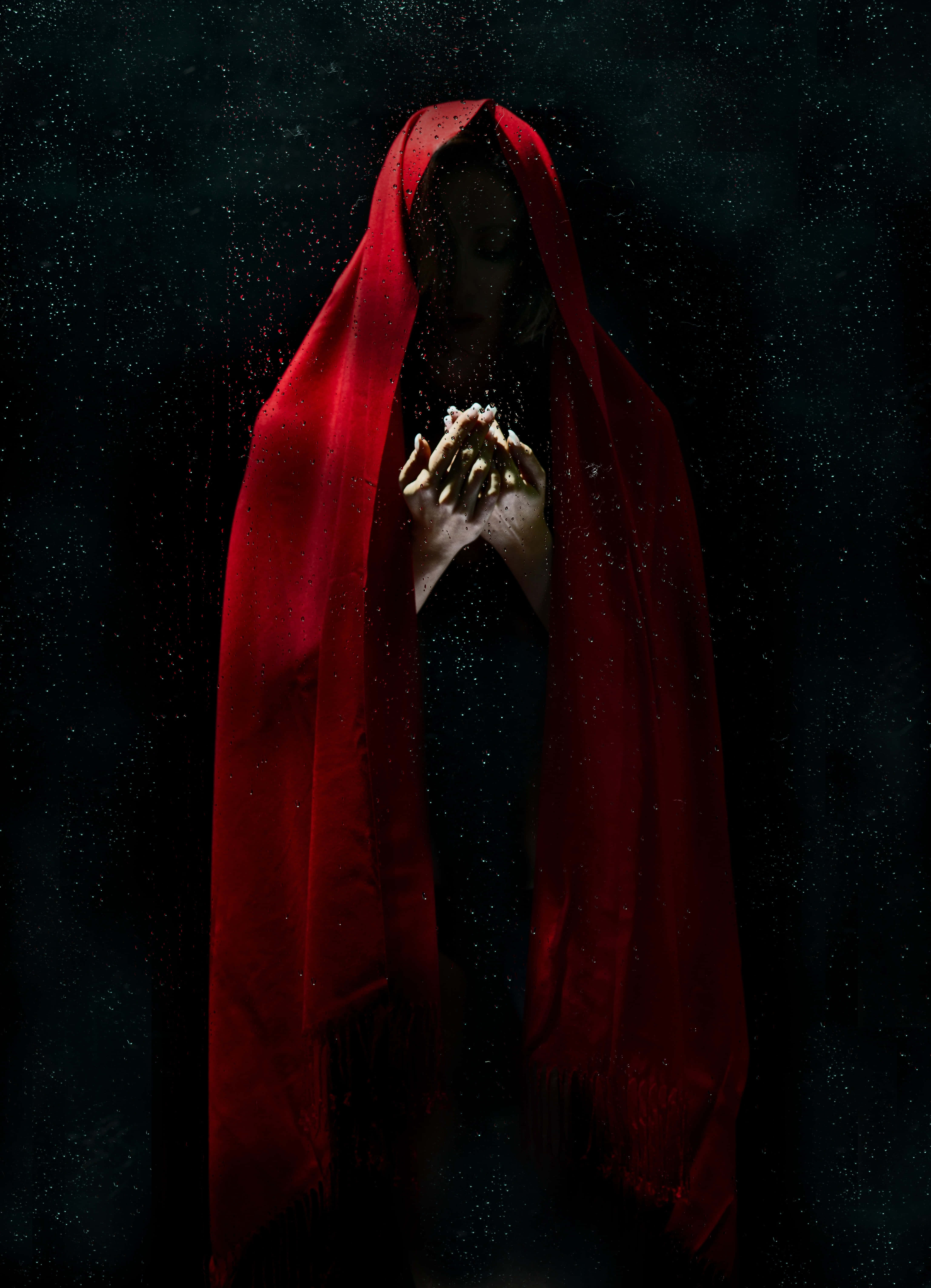 macabre, red veil, flowing red veil, 5K Phone Wallpaper