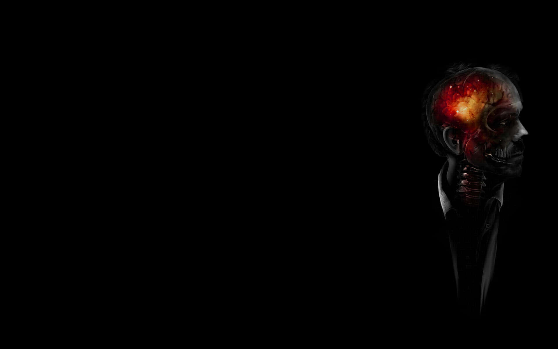 Macabre, cosmic brain, pitch-black void, Full HD Desktop Wallpaper