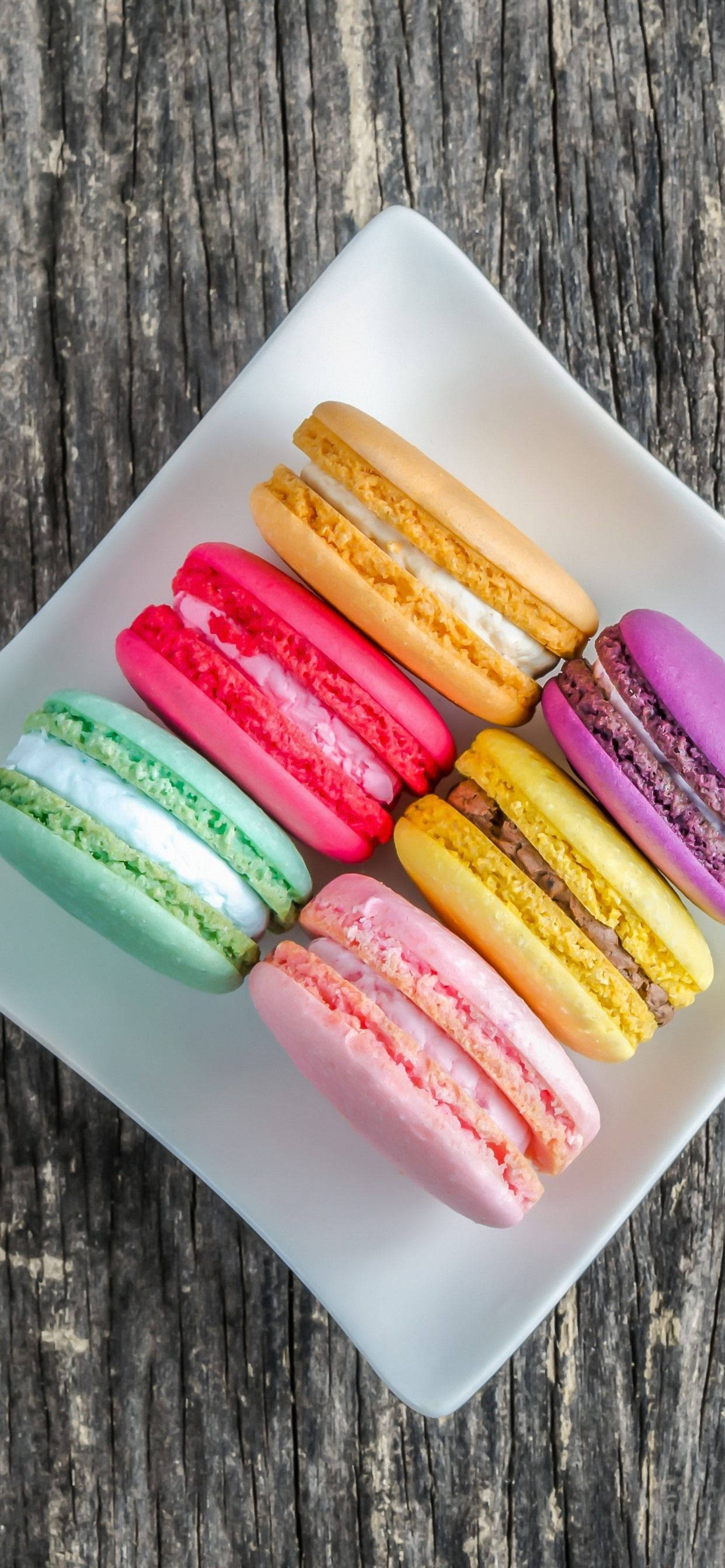 colorful macaroons, rainbow macarons, creamy fillings, 2K Phone Wallpaper