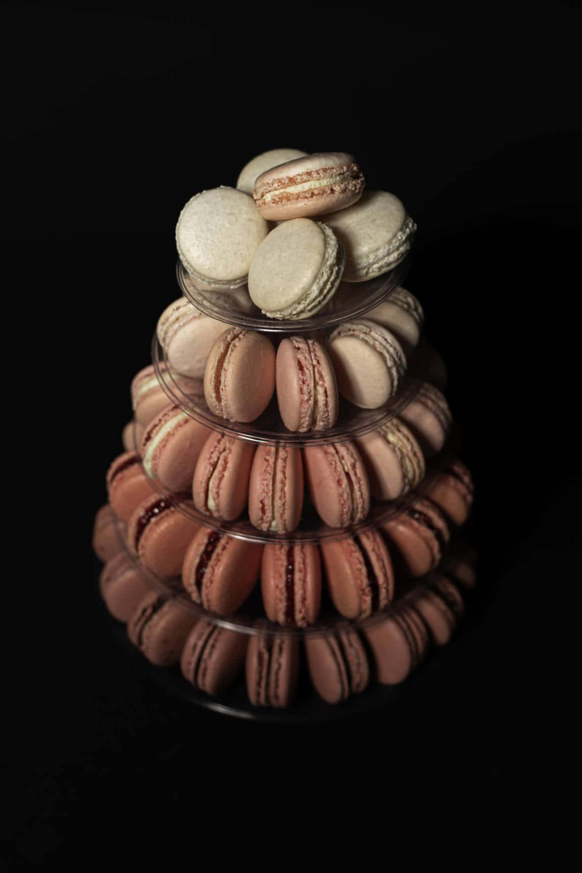 Macaron, tiered glass stand, soft pastel shades, HD Phone Wallpaper