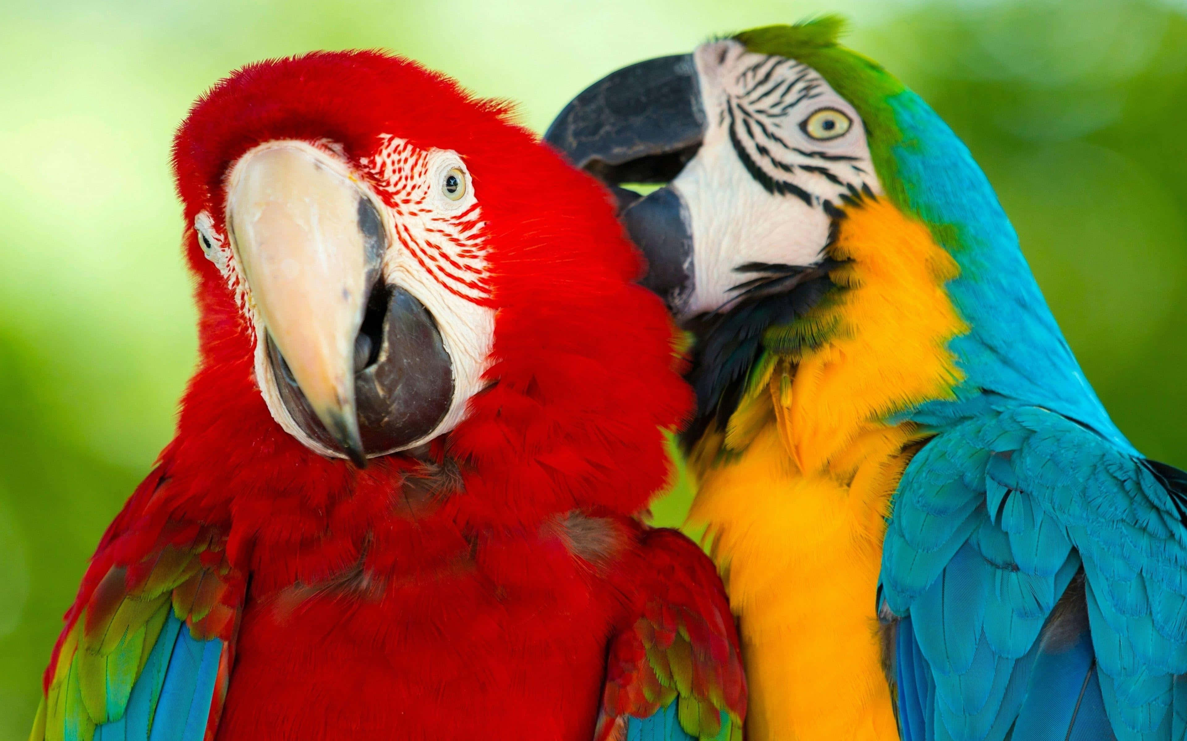 macaws, red, blue, 4K Desktop Wallpaper