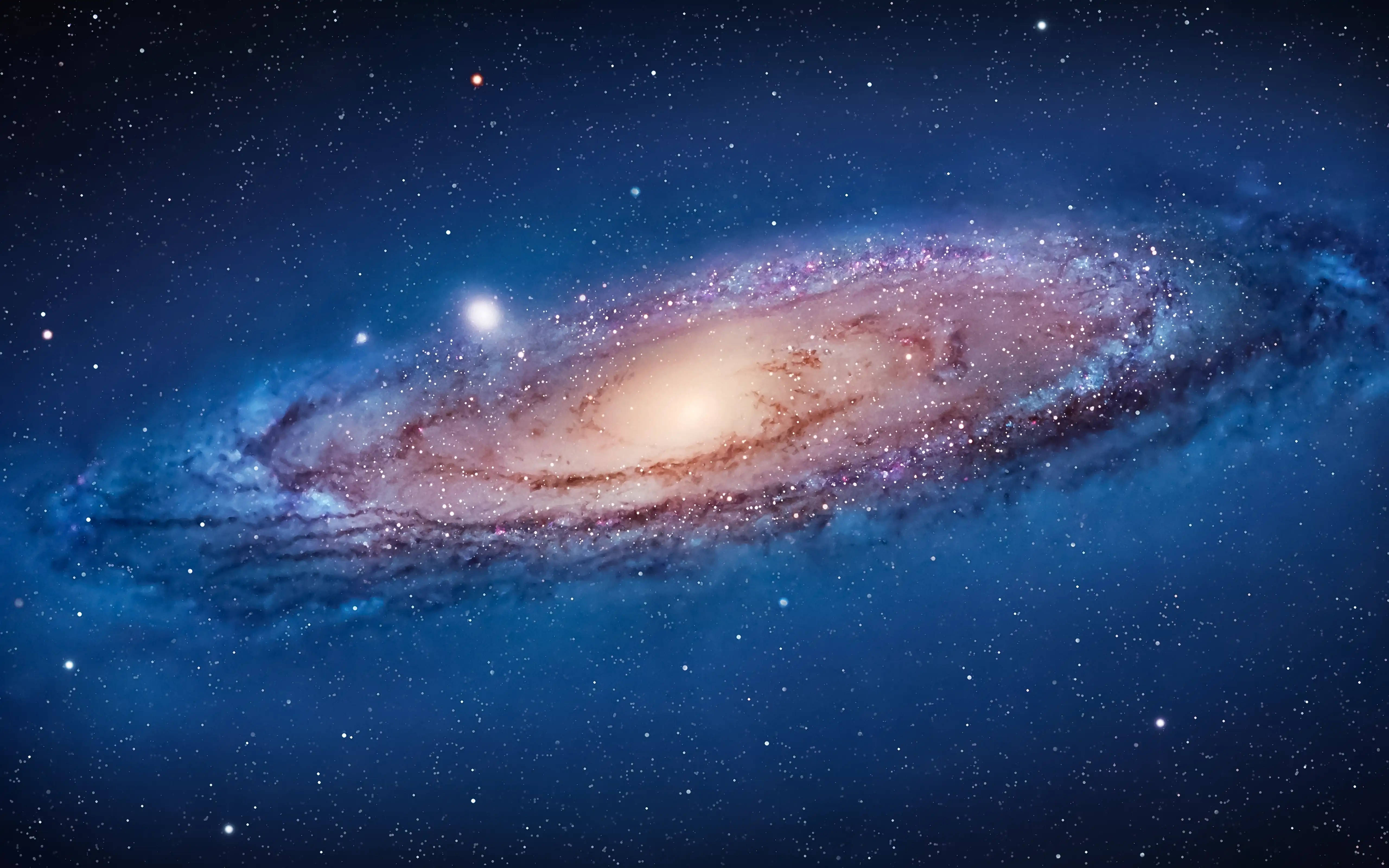 MacBook Air 4K, Galaxy, pink and gold hues, 5K Desktop Wallpaper