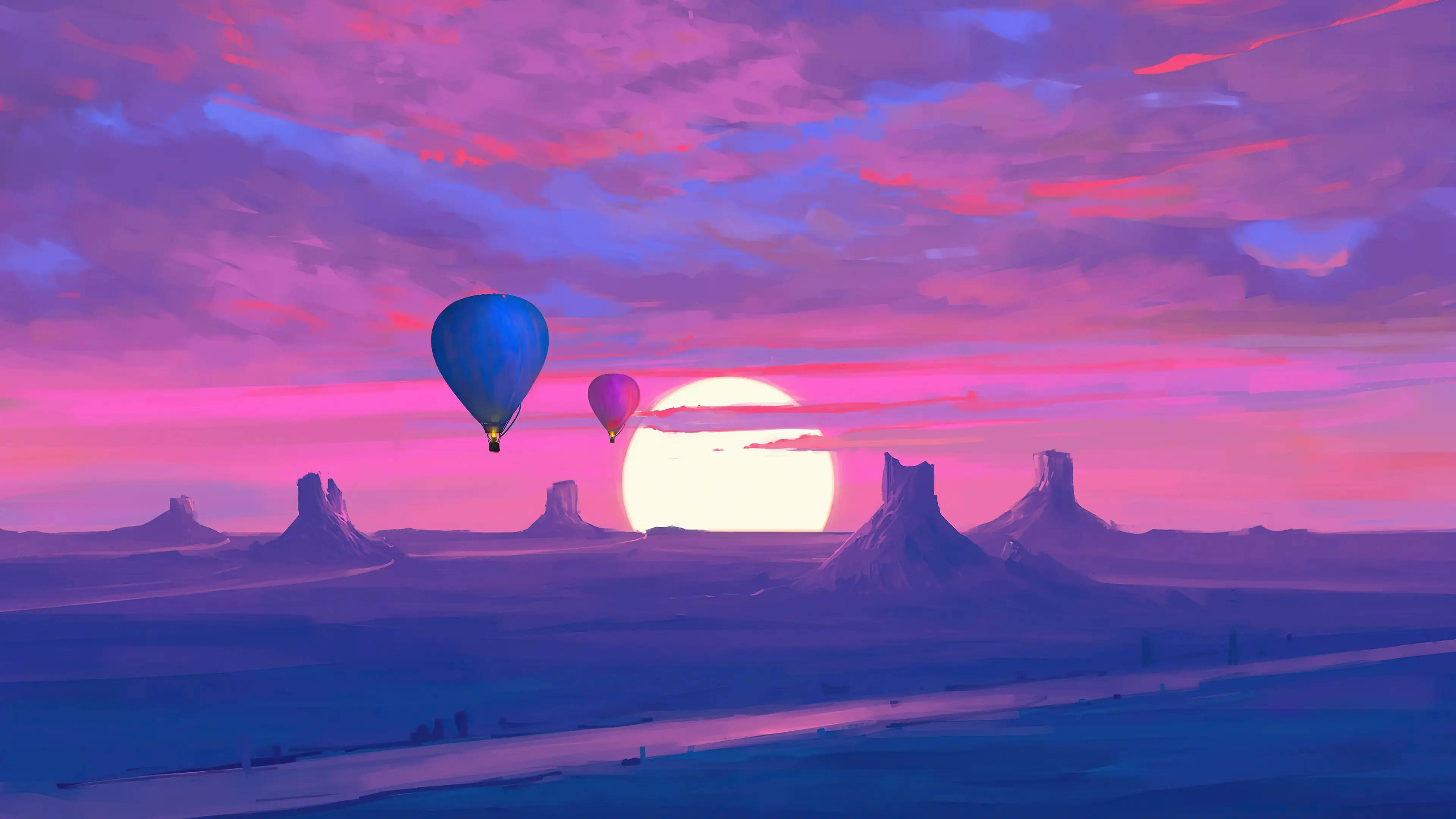 MacBook Air 4K, hot air balloon, desert canyon, 4K Desktop Wallpaper