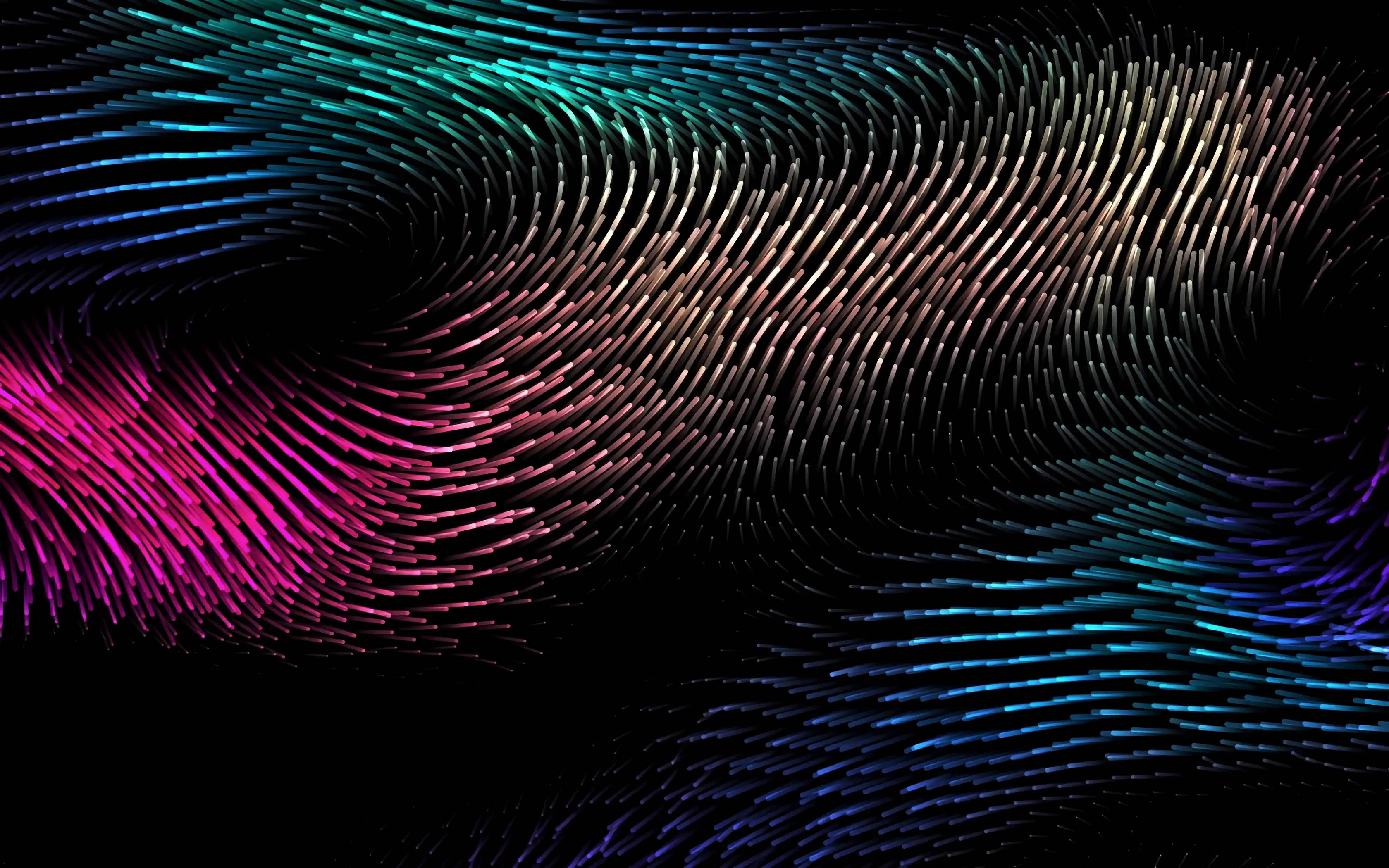 MacBook Air 4K, neon waves, pink, 2K Desktop Wallpaper