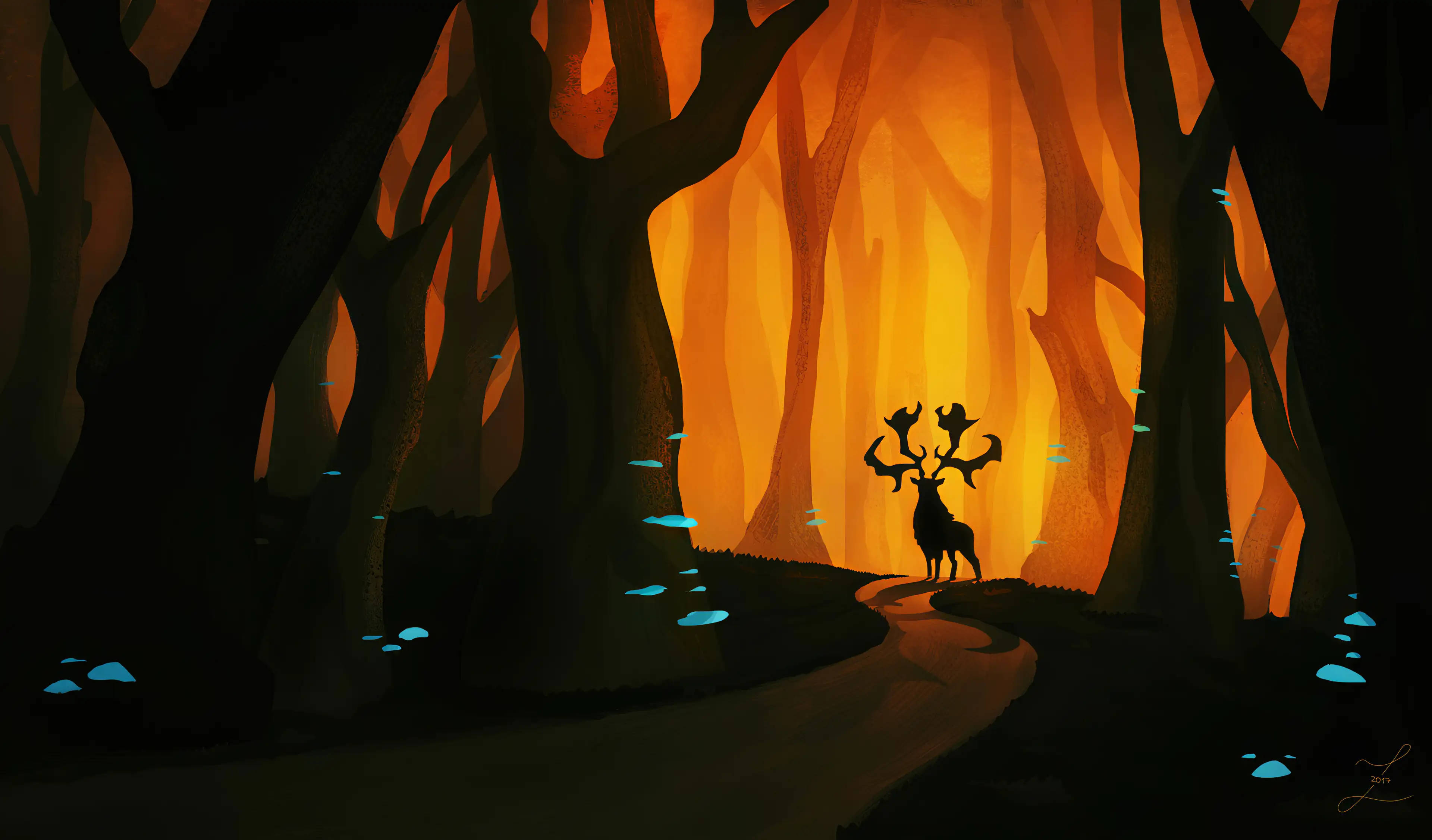 MacBook Air 4K, forest, deer, 4K Desktop Wallpaper