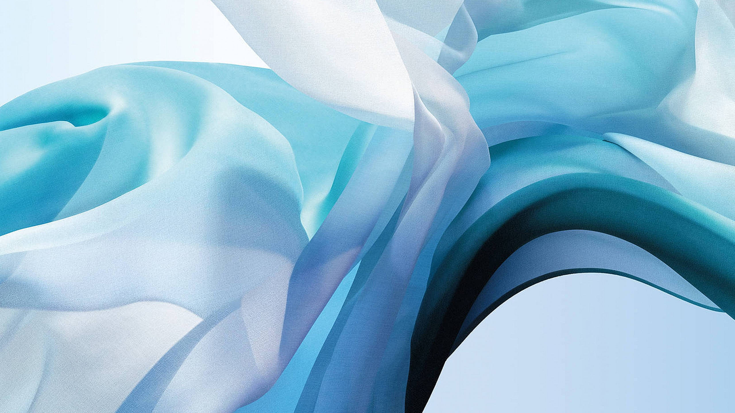 Light Blue Macbook Air, gradient blues and whites, serene abstract wave pattern, 2K Desktop Wallpaper