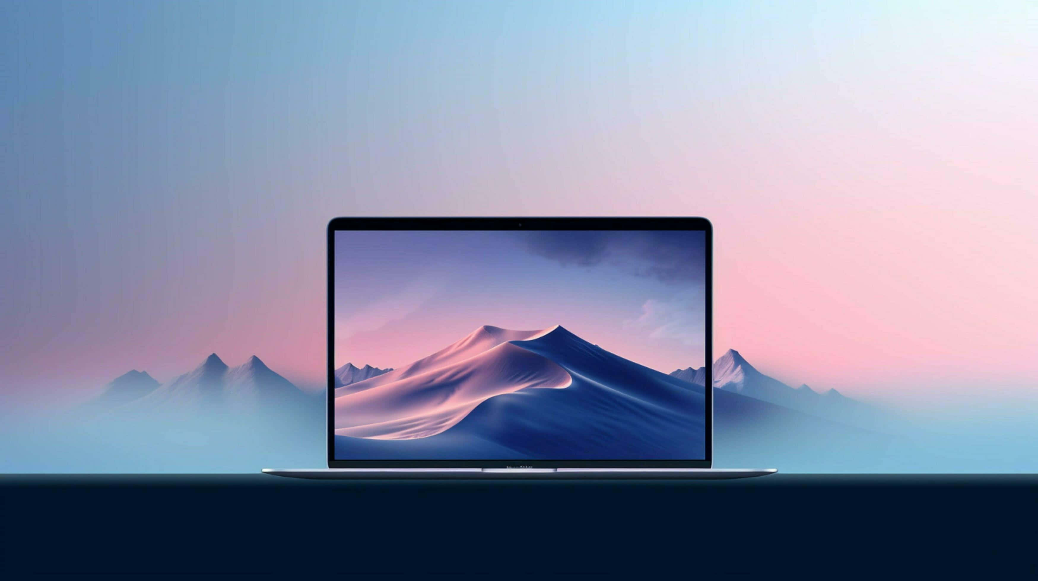 MacBook Air M2, silver, mountainous wallpaper, 2K Desktop Wallpaper