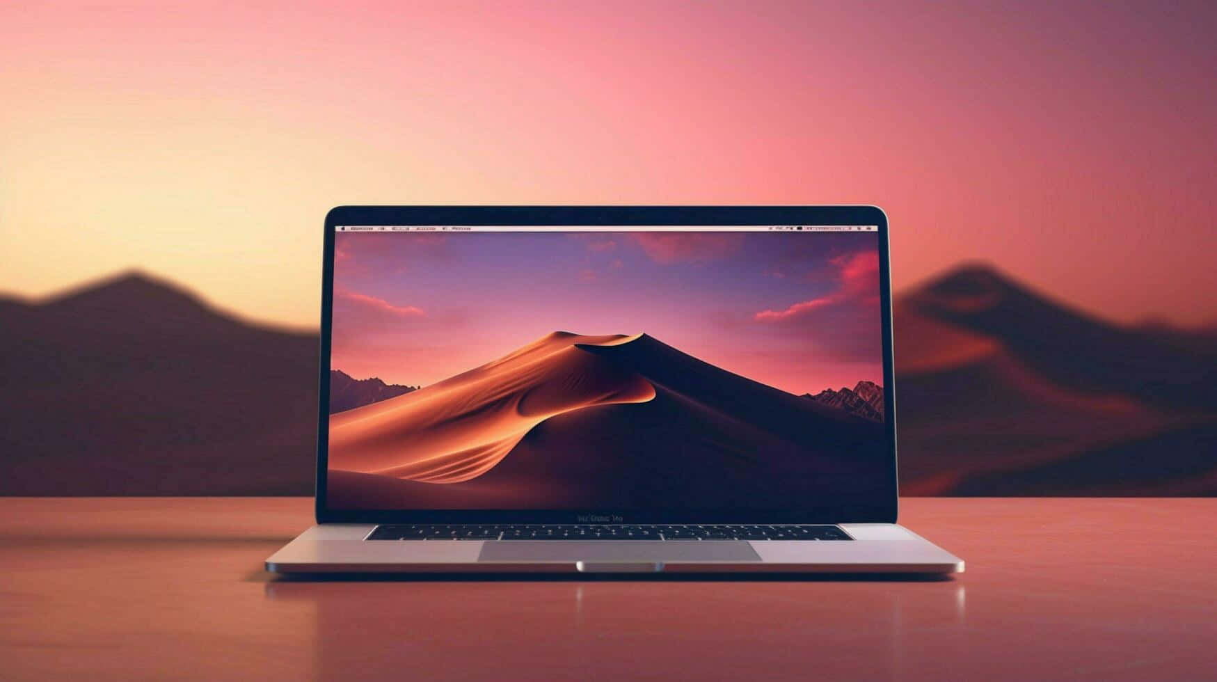 Macbook Air M2, desert mountain, warm sunset backdrop, HD Desktop Wallpaper