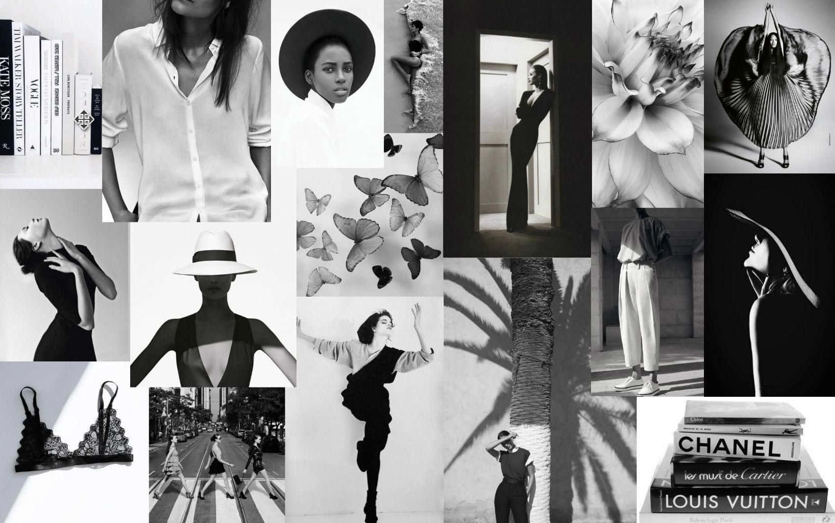 Macbook, black and white collage, fashion photography, HD Desktop Wallpaper