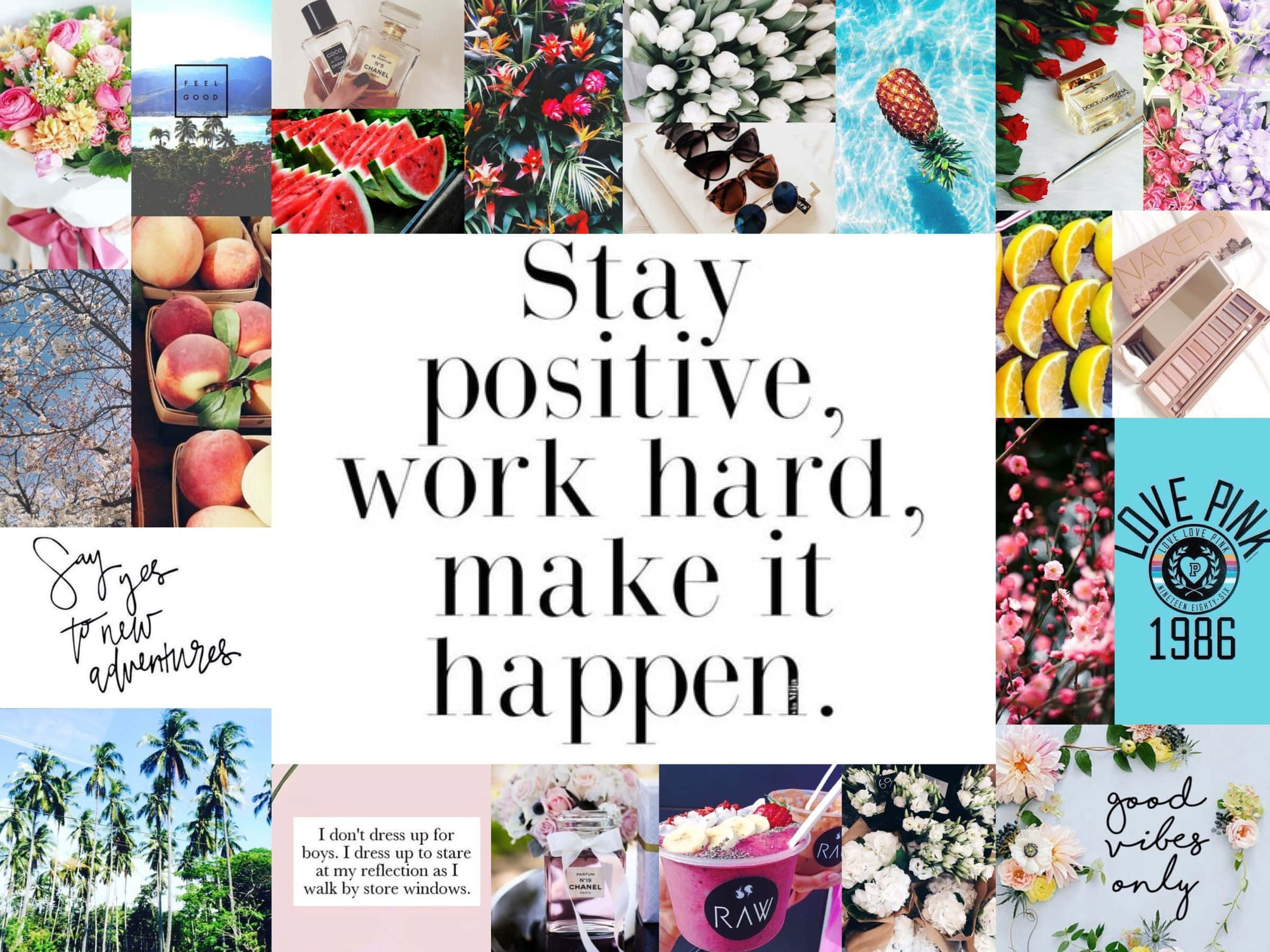 Macbook Collage, summer-themed, flowers, Full HD Desktop Wallpaper
