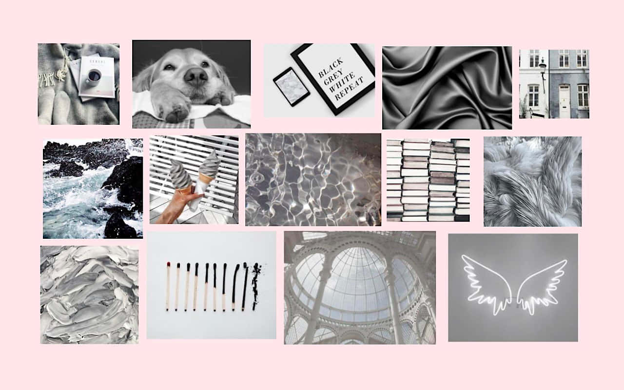 Macbook, soft pink background, monochrome images, HD Desktop Wallpaper