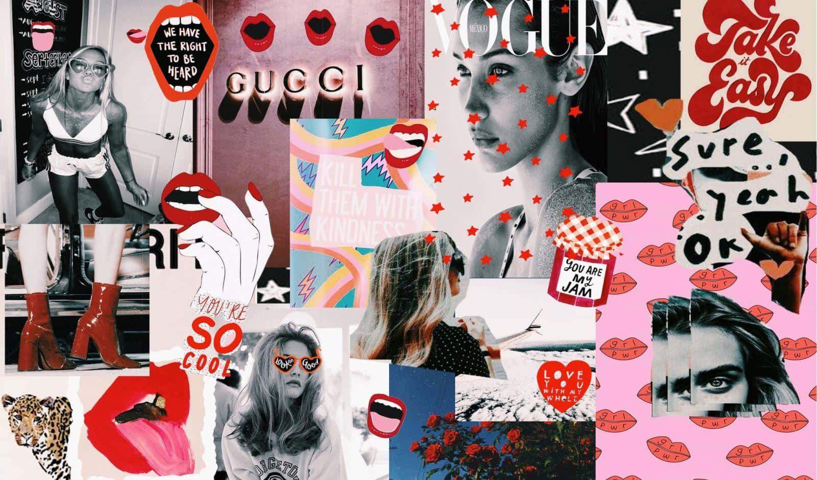 Macbook Collage, pink, red, HD Desktop Wallpaper