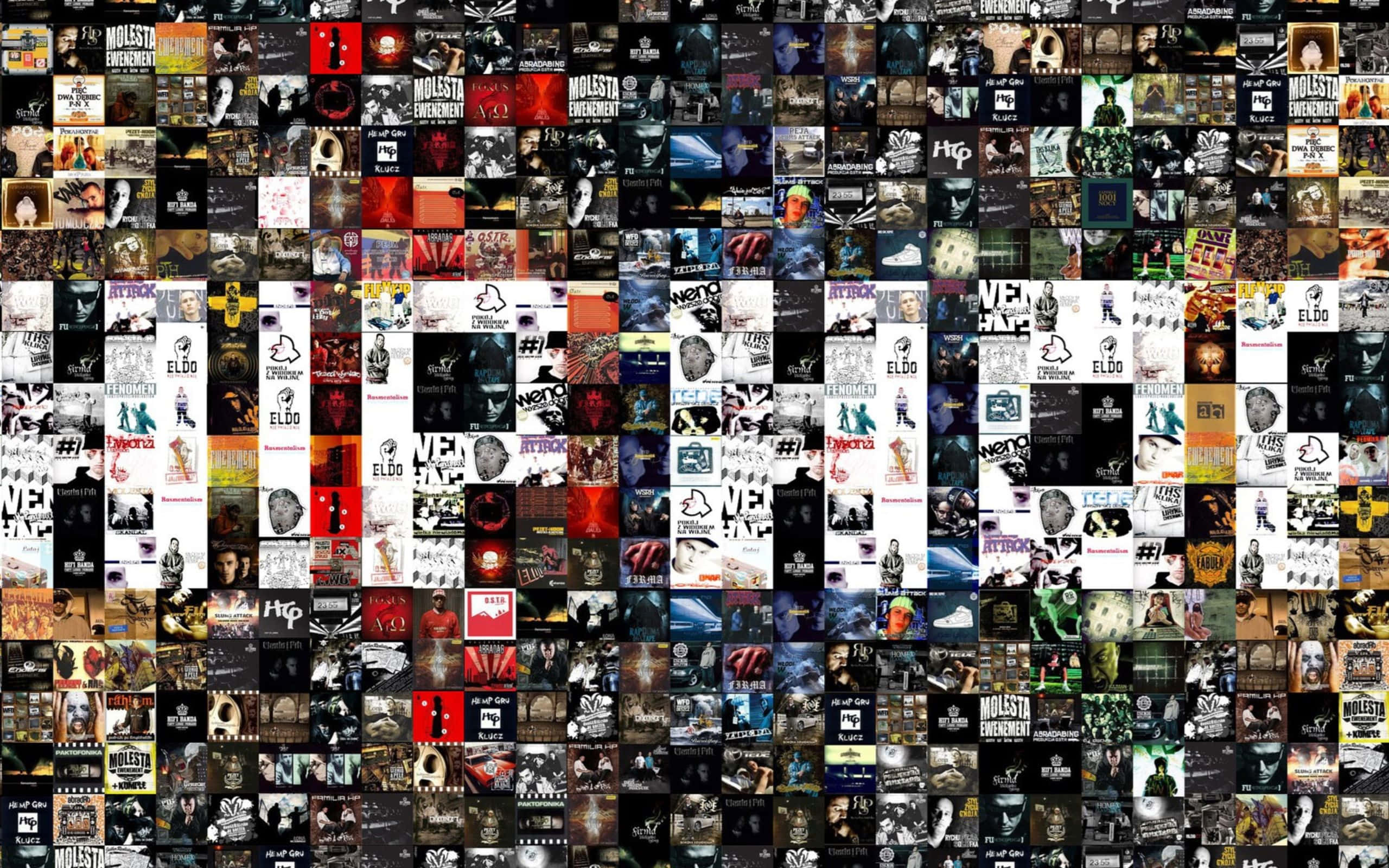 Macbook Collage, album covers, band logos, 2K Desktop Wallpaper