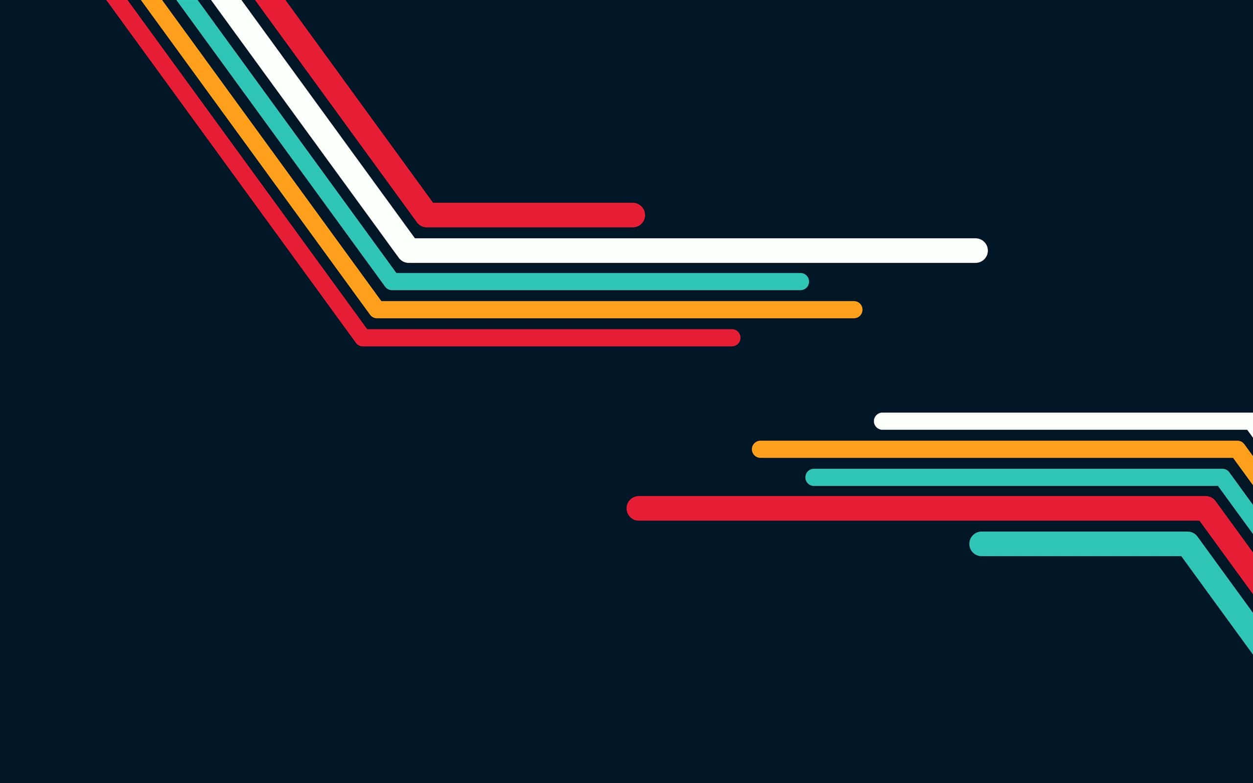 abstract minimalist, red orange teal, deep navy background, 2K Desktop Wallpaper