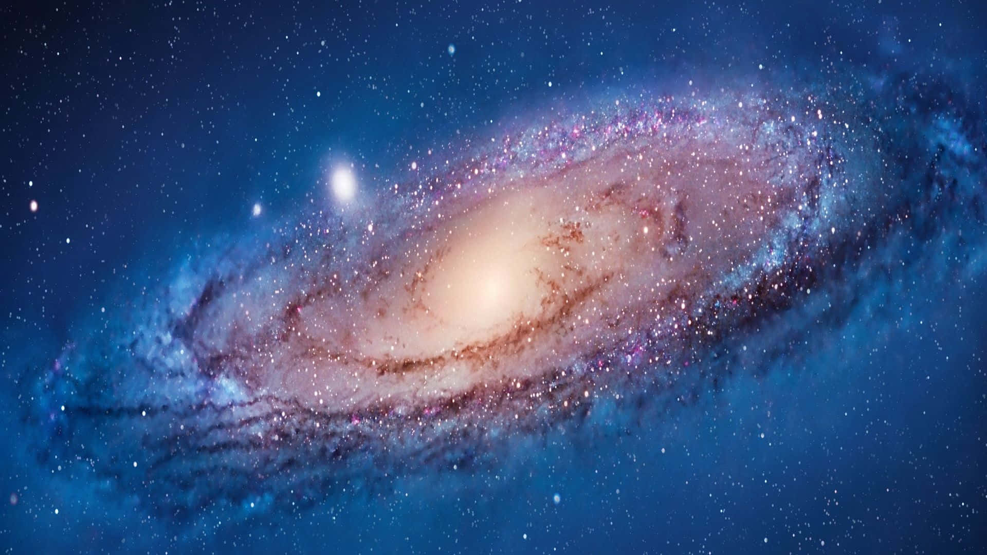 Macbook Default, spiral galaxy, glowing stars, Full HD Desktop Wallpaper